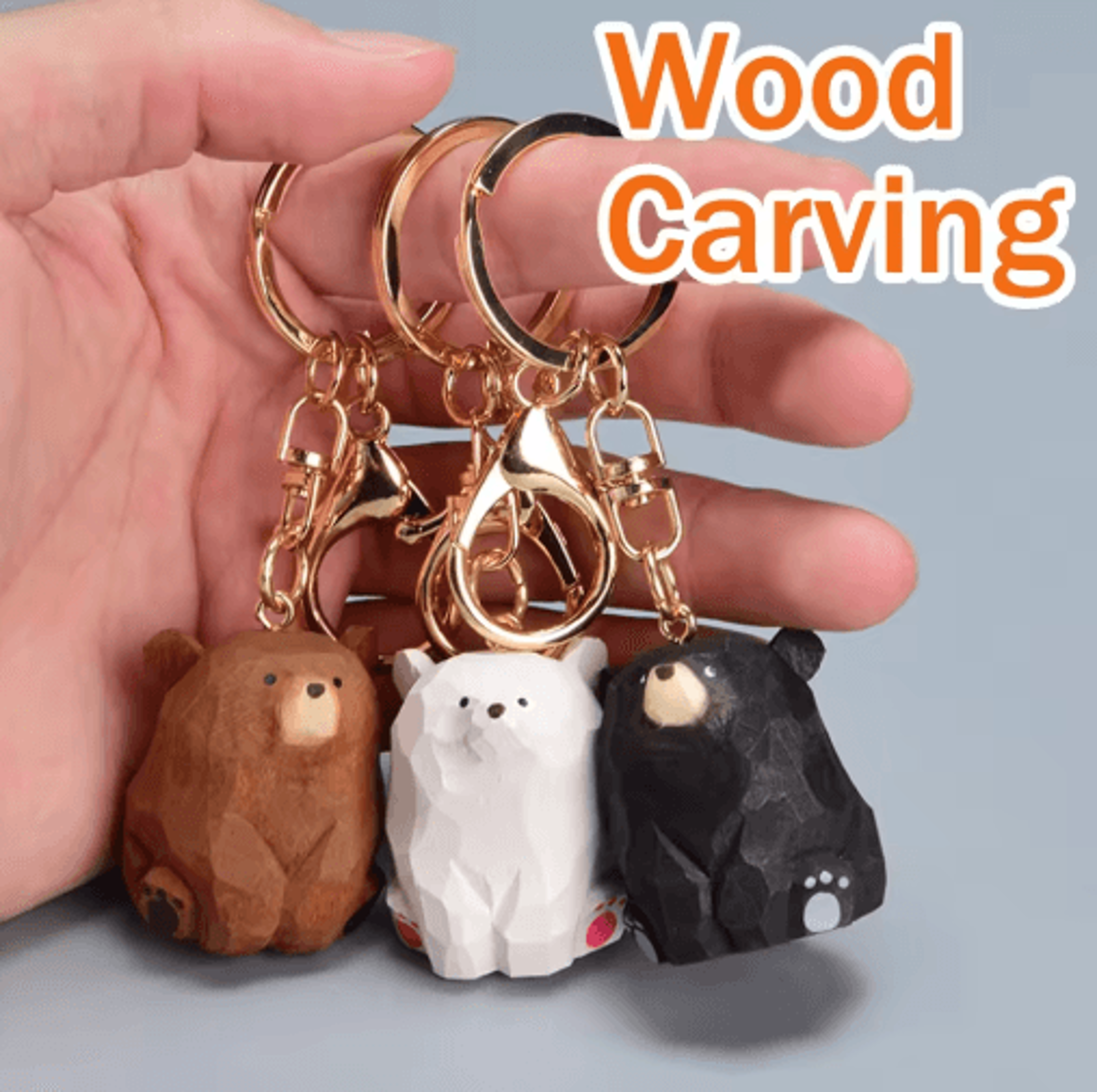 Cute Wooden Bear Keychain Cartoon Animal Couple Pendant 7