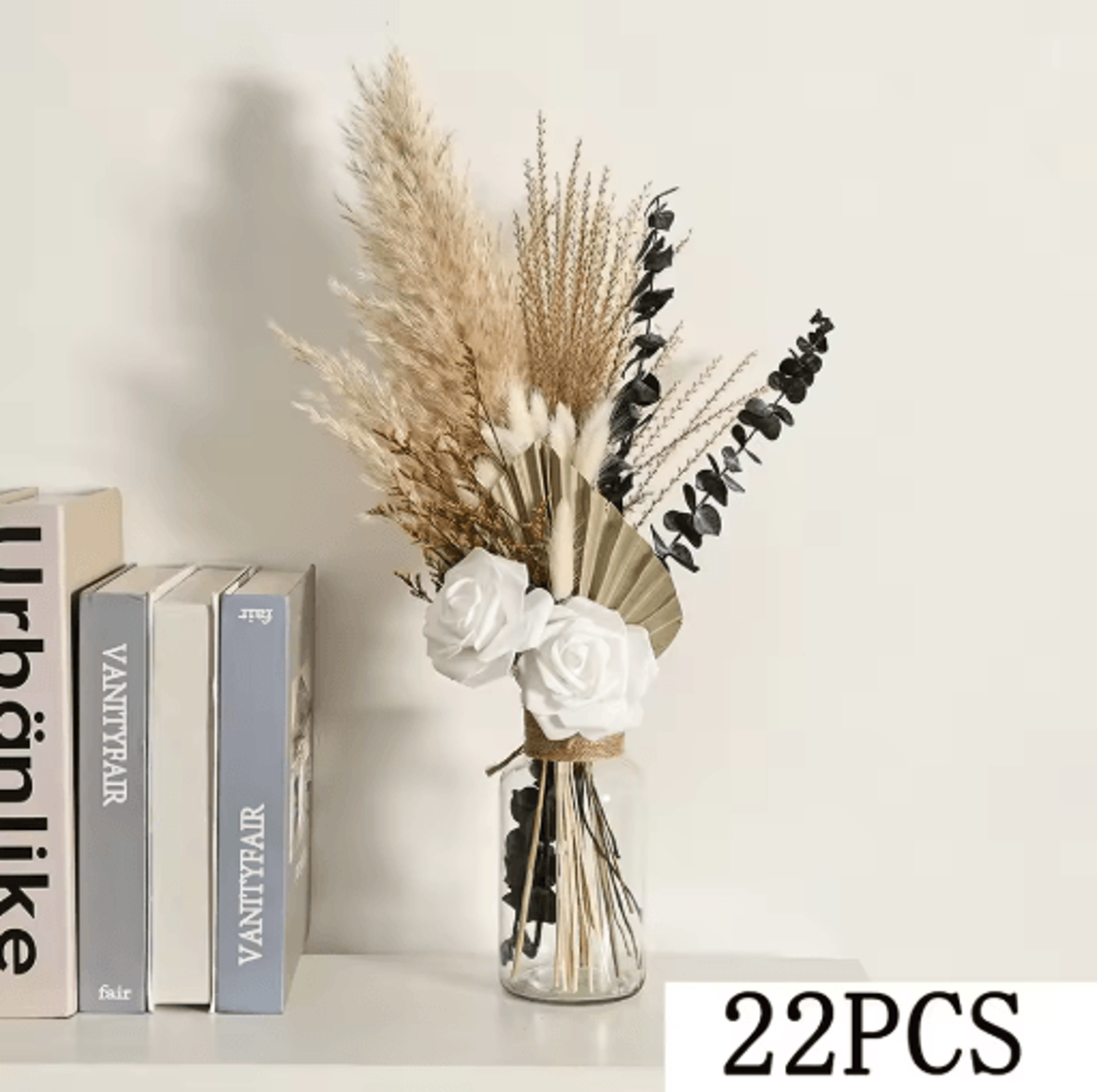 Boho Dried Flower Bouquet Boho Helichrysum  Eucalyptus Pampas Arrangement 2