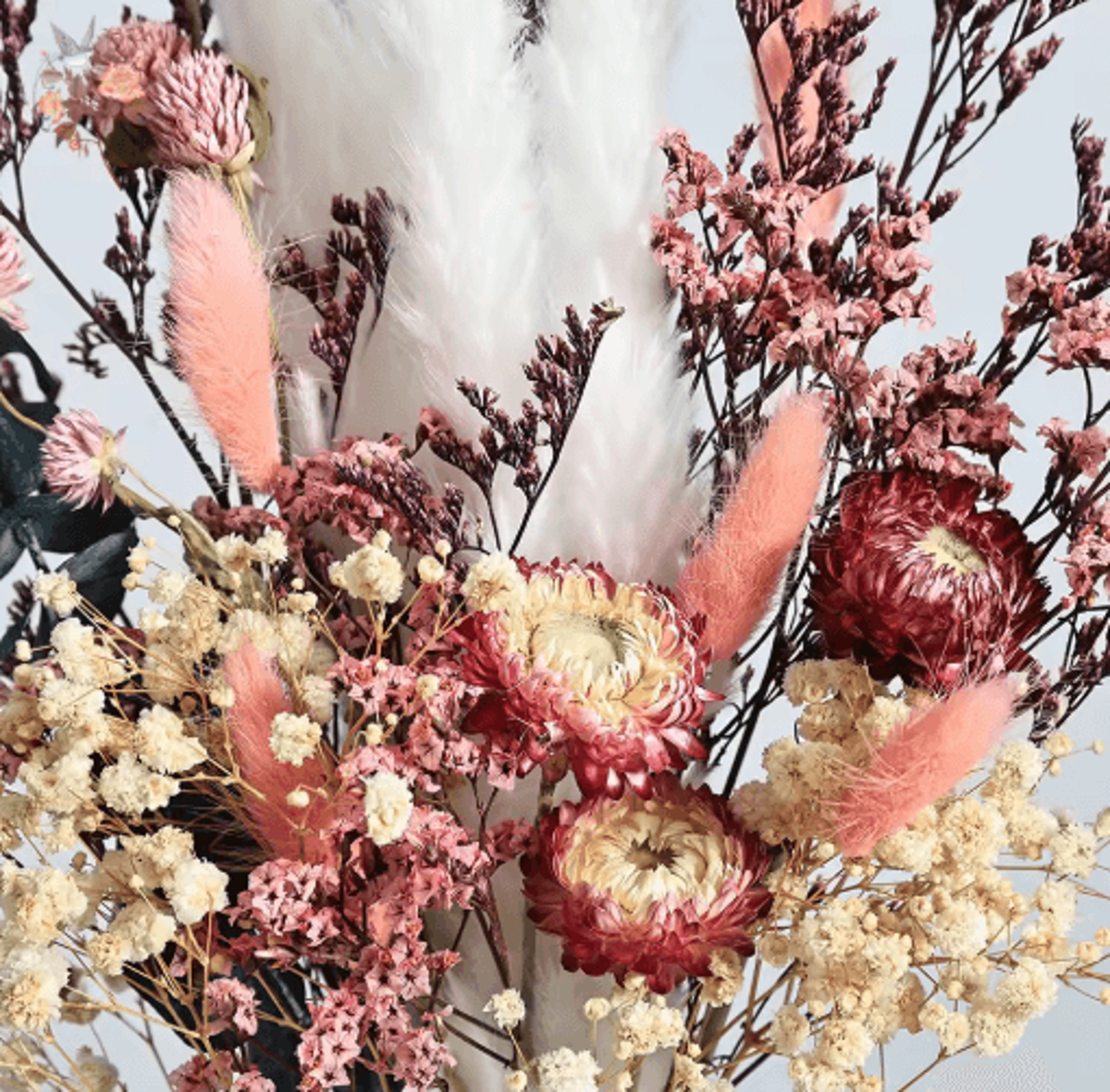 Boho Dried Flower Bouquet Boho Helichrysum  Eucalyptus Pampas Arrangement 7