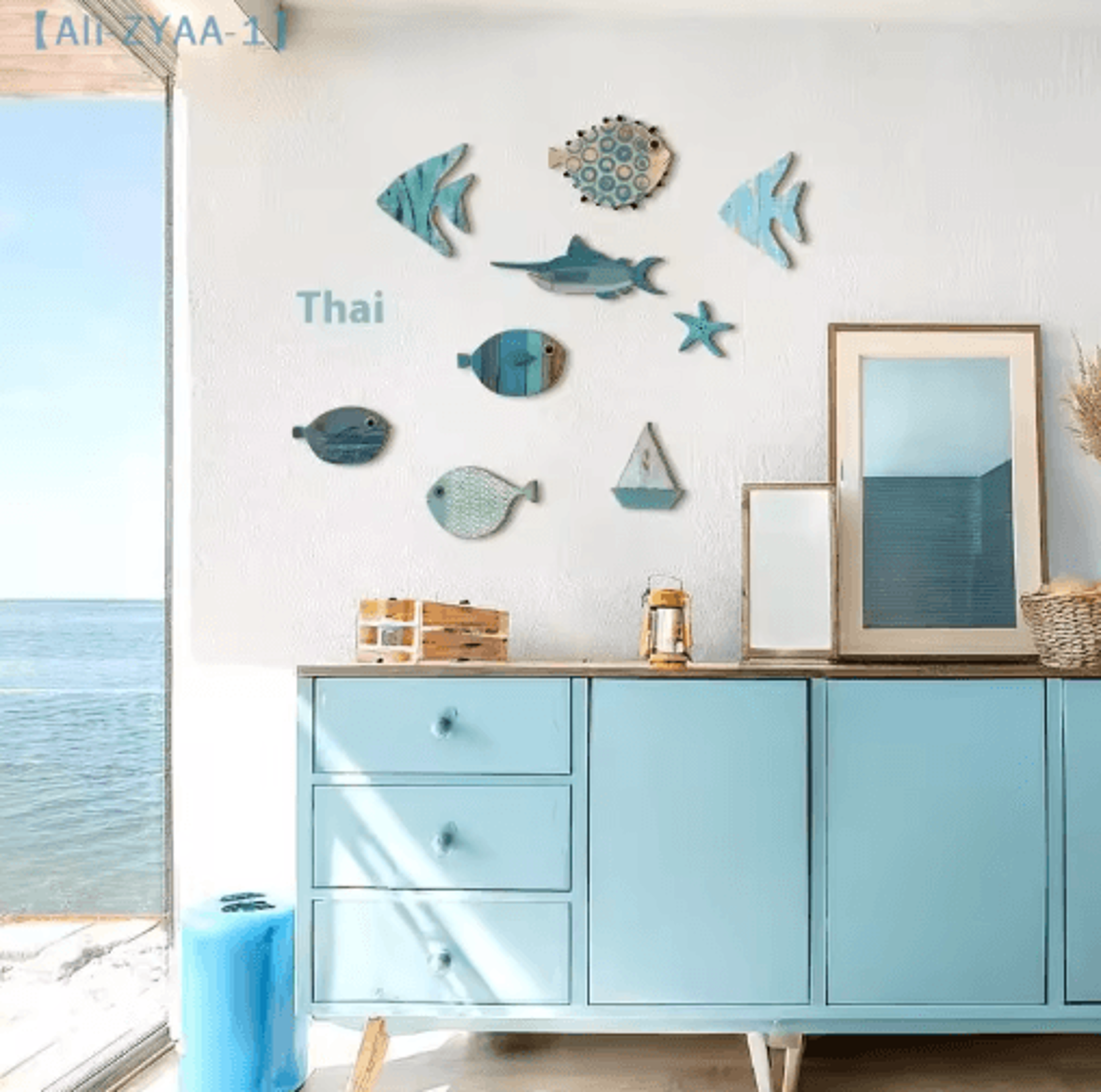 10PCS Wooden Fish Wall Decor Set  Nautical Coastal Art For Beach Bathroom  Home 5