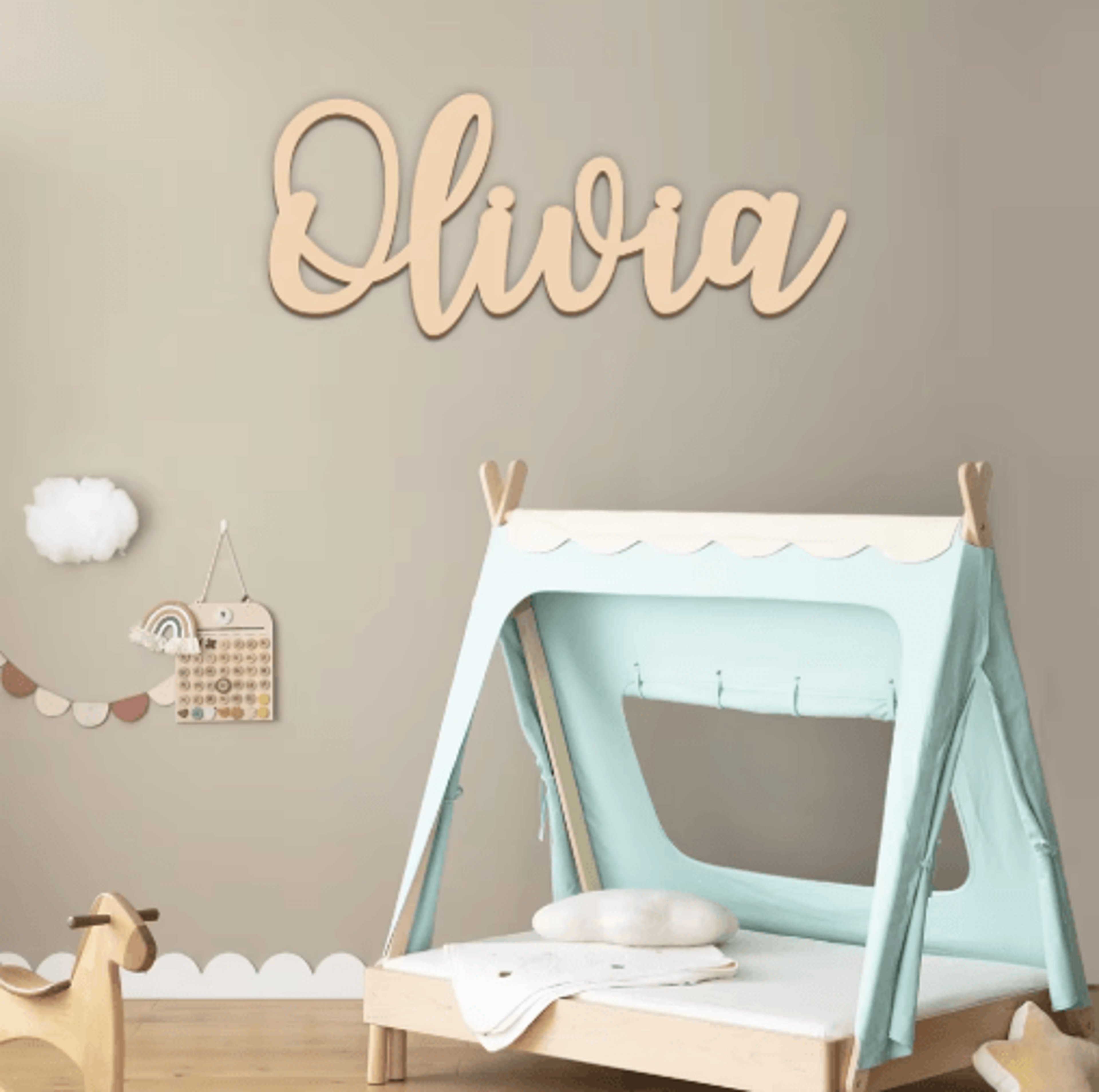 Personalized Wooden Name Sign  Custom Baby Nursery Wall Decor For Kids Room 6