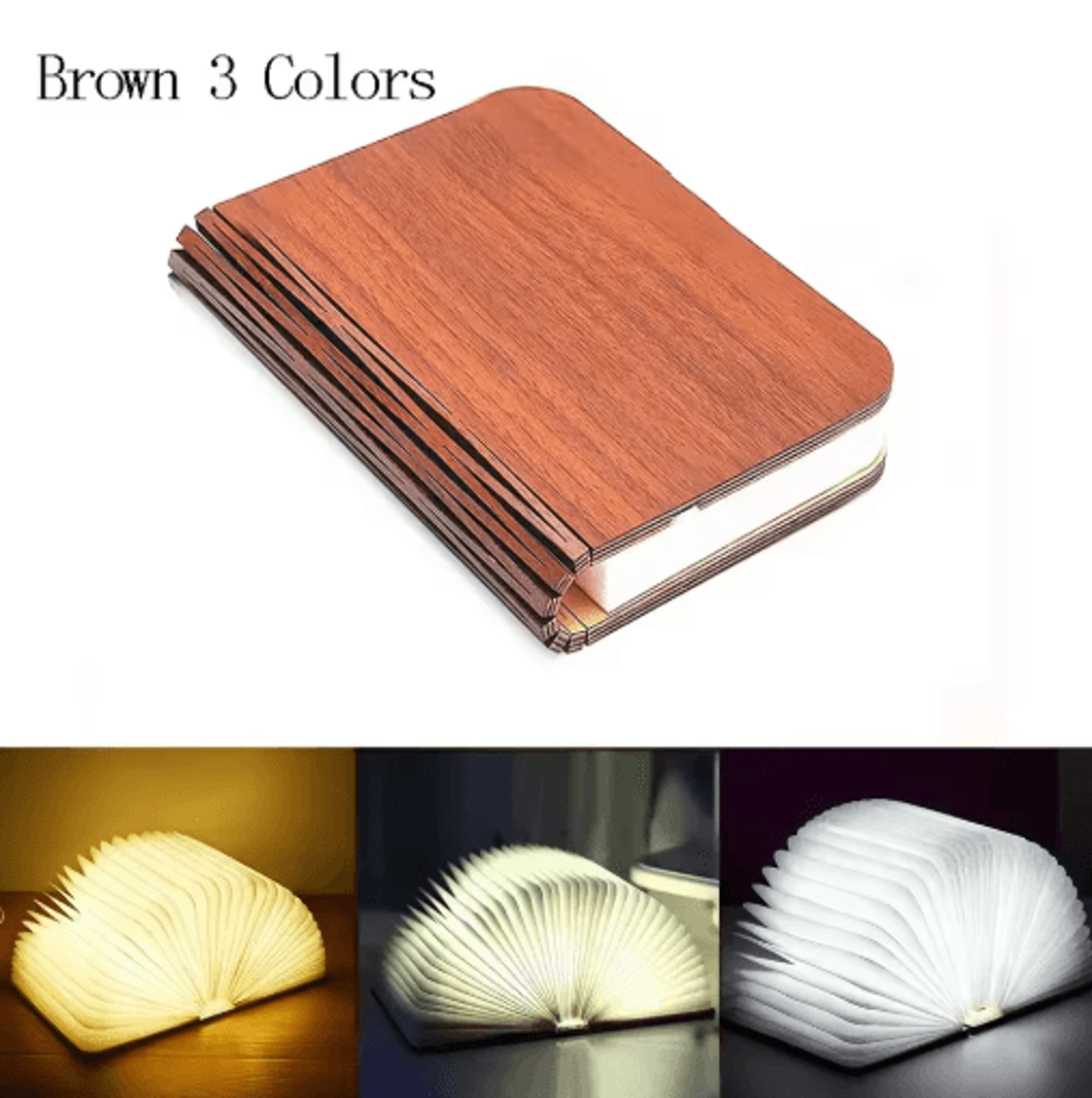 3D Folding LED Book Light  RGB Wooden Night Lamp For Bedroom  Desk Decor 3