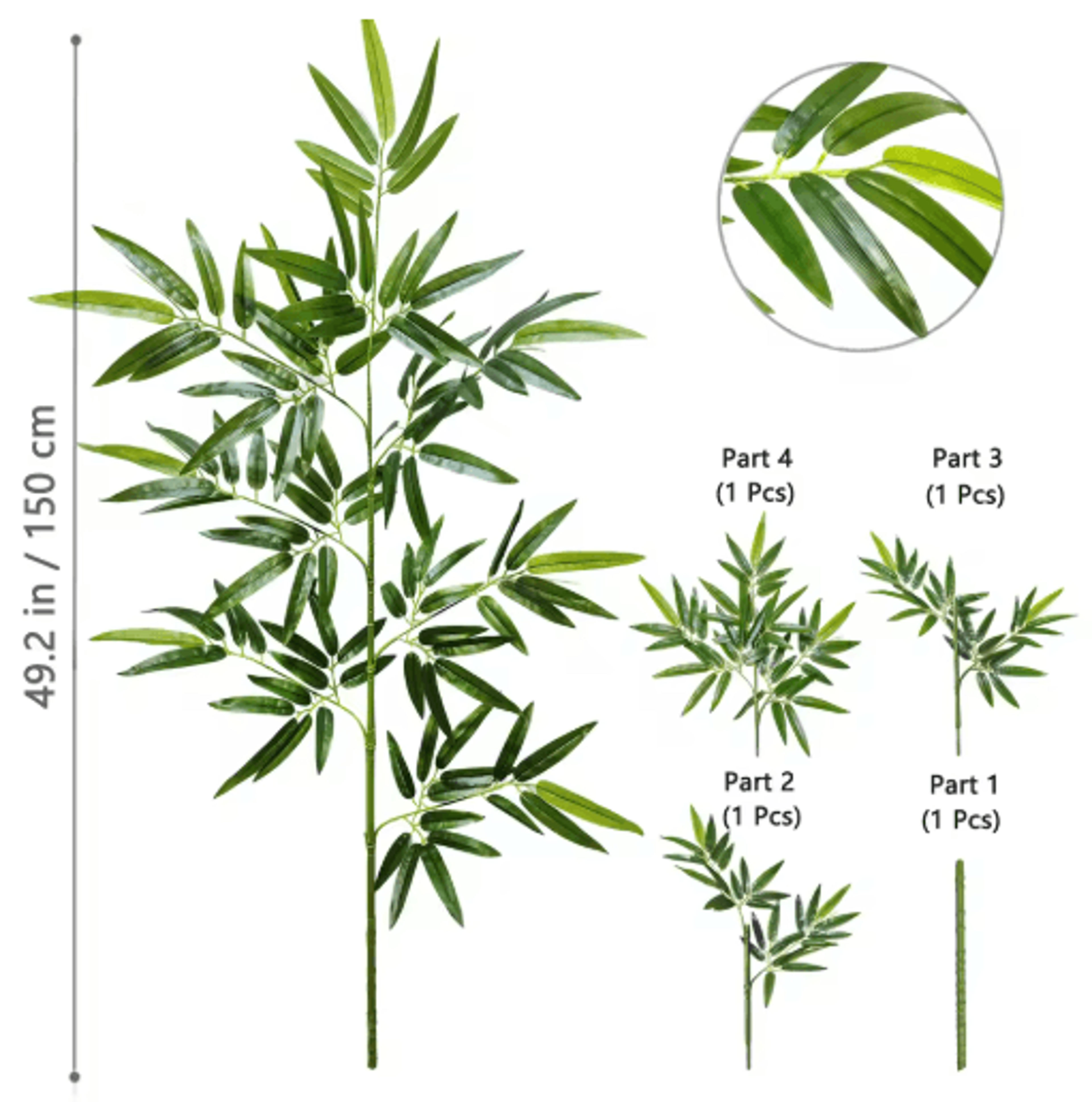 Tall Artificial Bamboo Plant  Realistic Green Leaves For Home  Office Decor 14