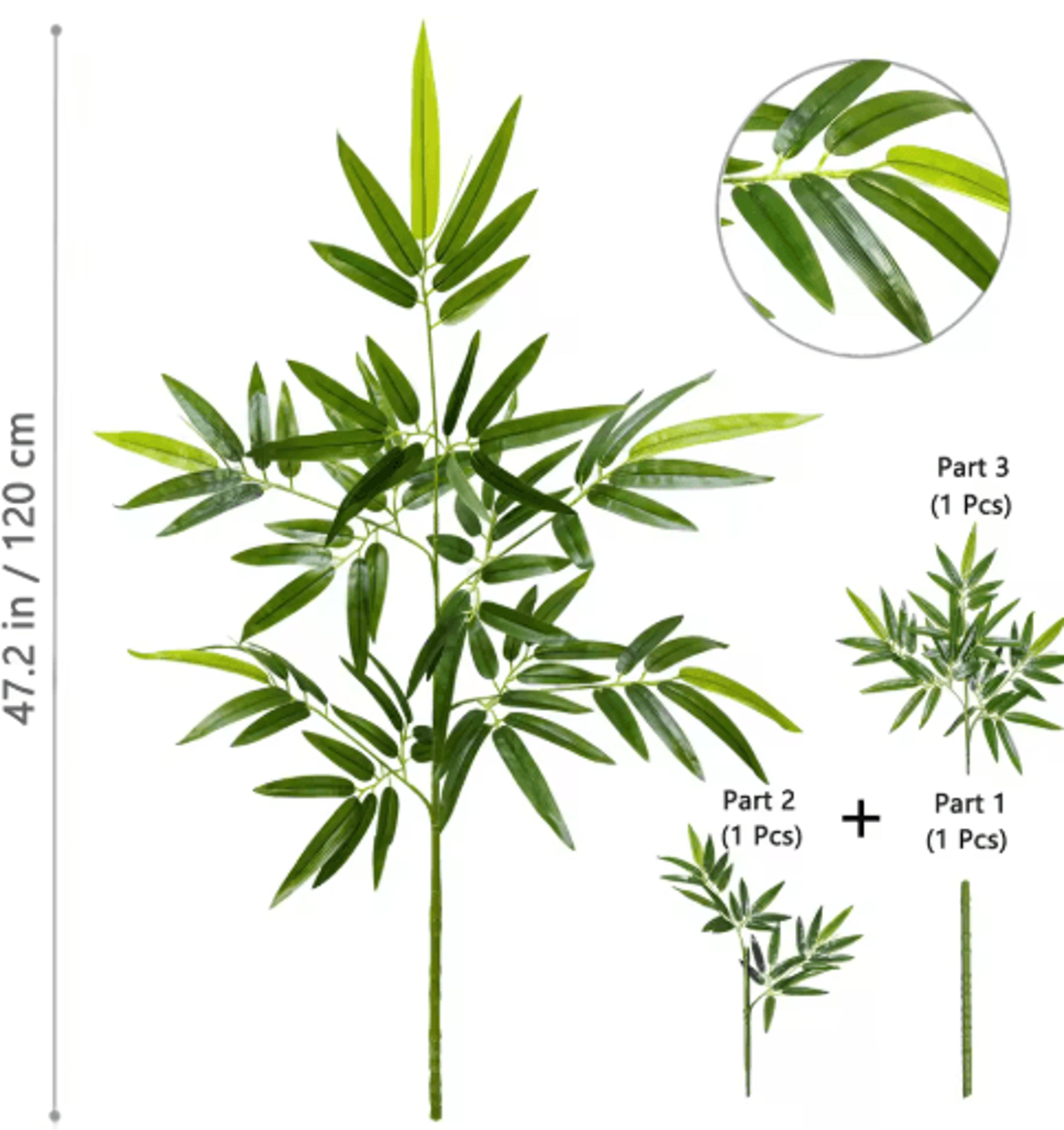 Tall Artificial Bamboo Plant  Realistic Green Leaves For Home  Office Decor 17