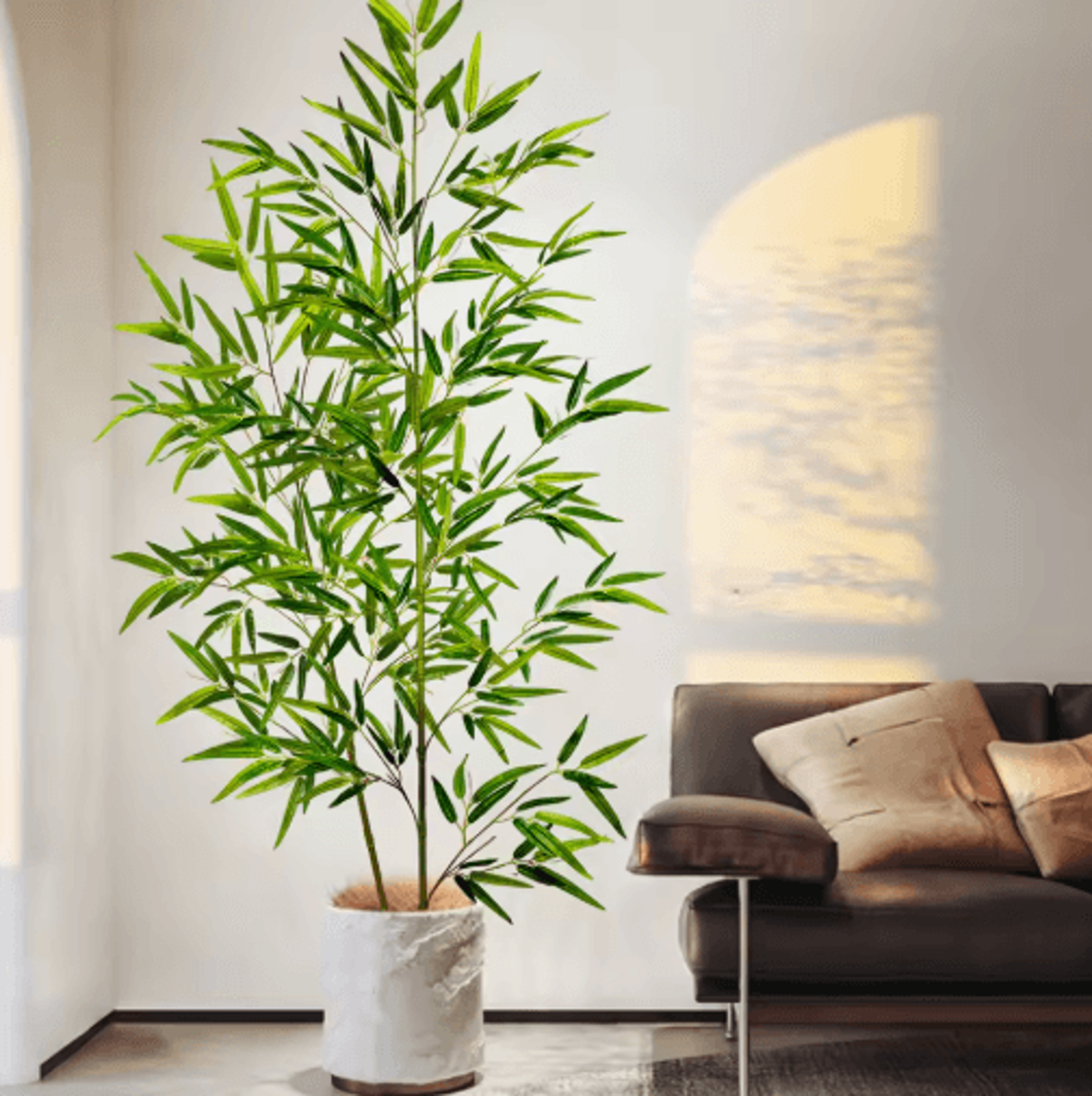 tall artificial bamboo plant – realistic green leaves for home & office decor