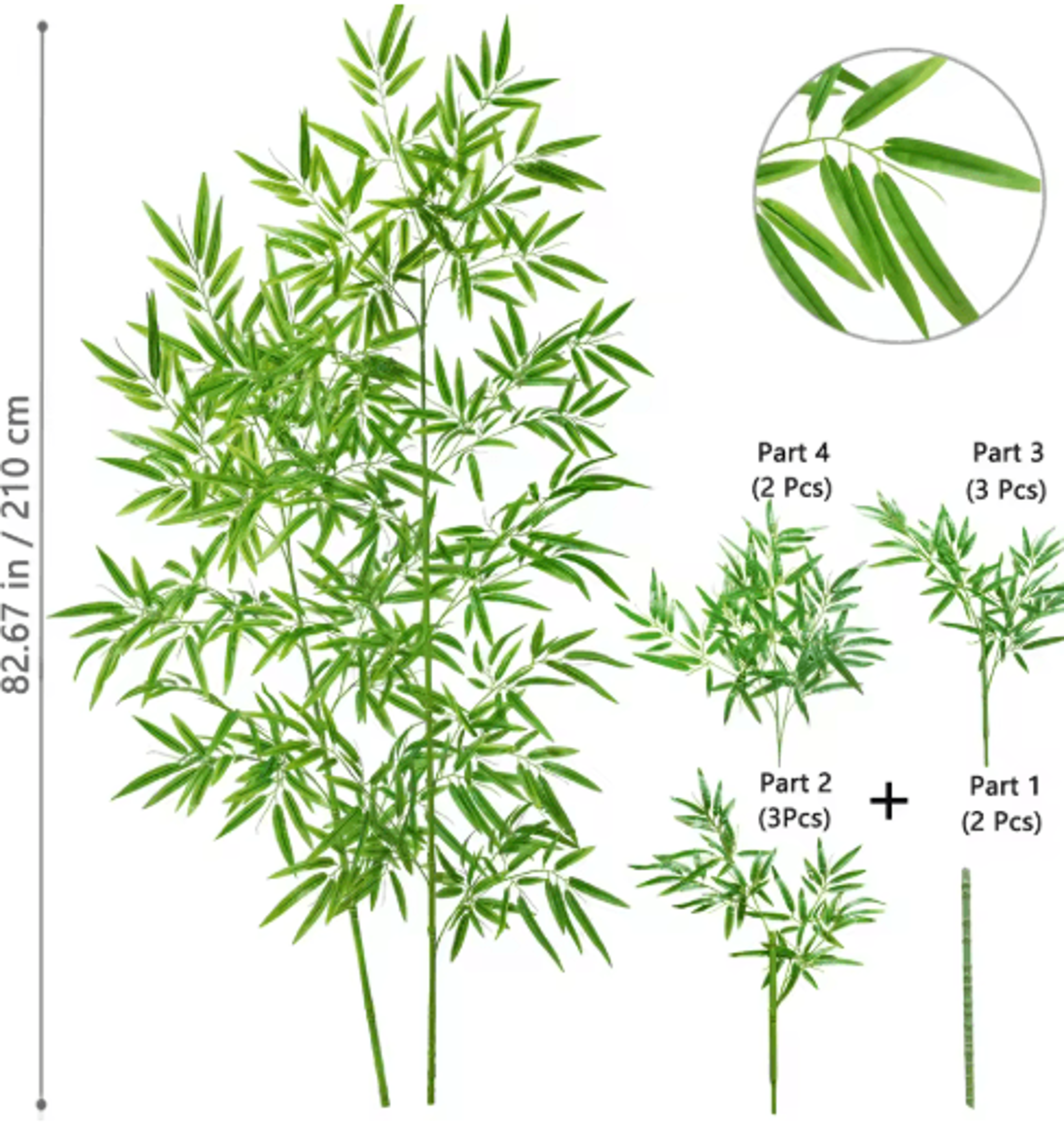 Tall Artificial Bamboo Plant  Realistic Green Leaves For Home  Office Decor 3