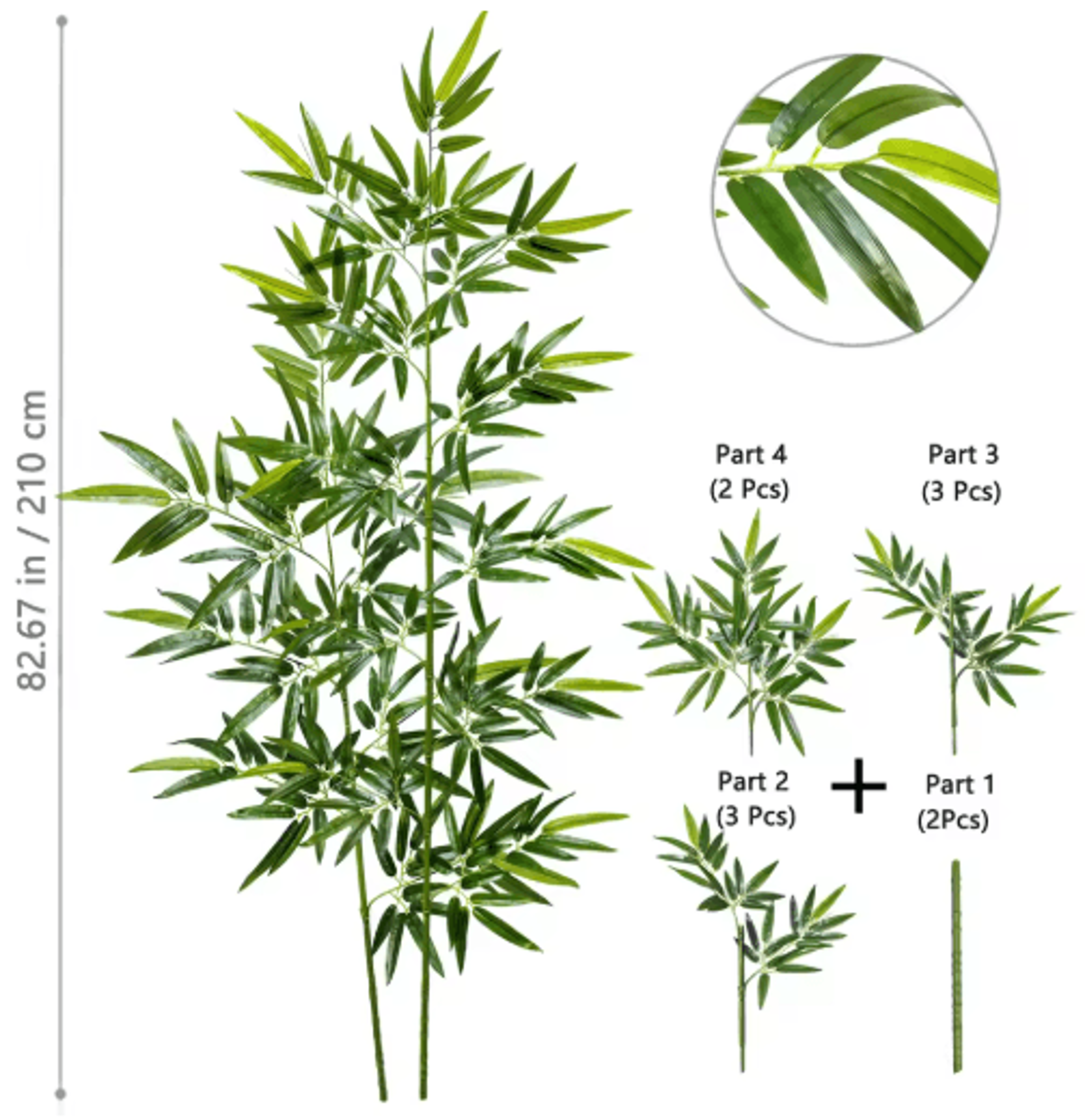 Tall Artificial Bamboo Plant  Realistic Green Leaves For Home  Office Decor 7