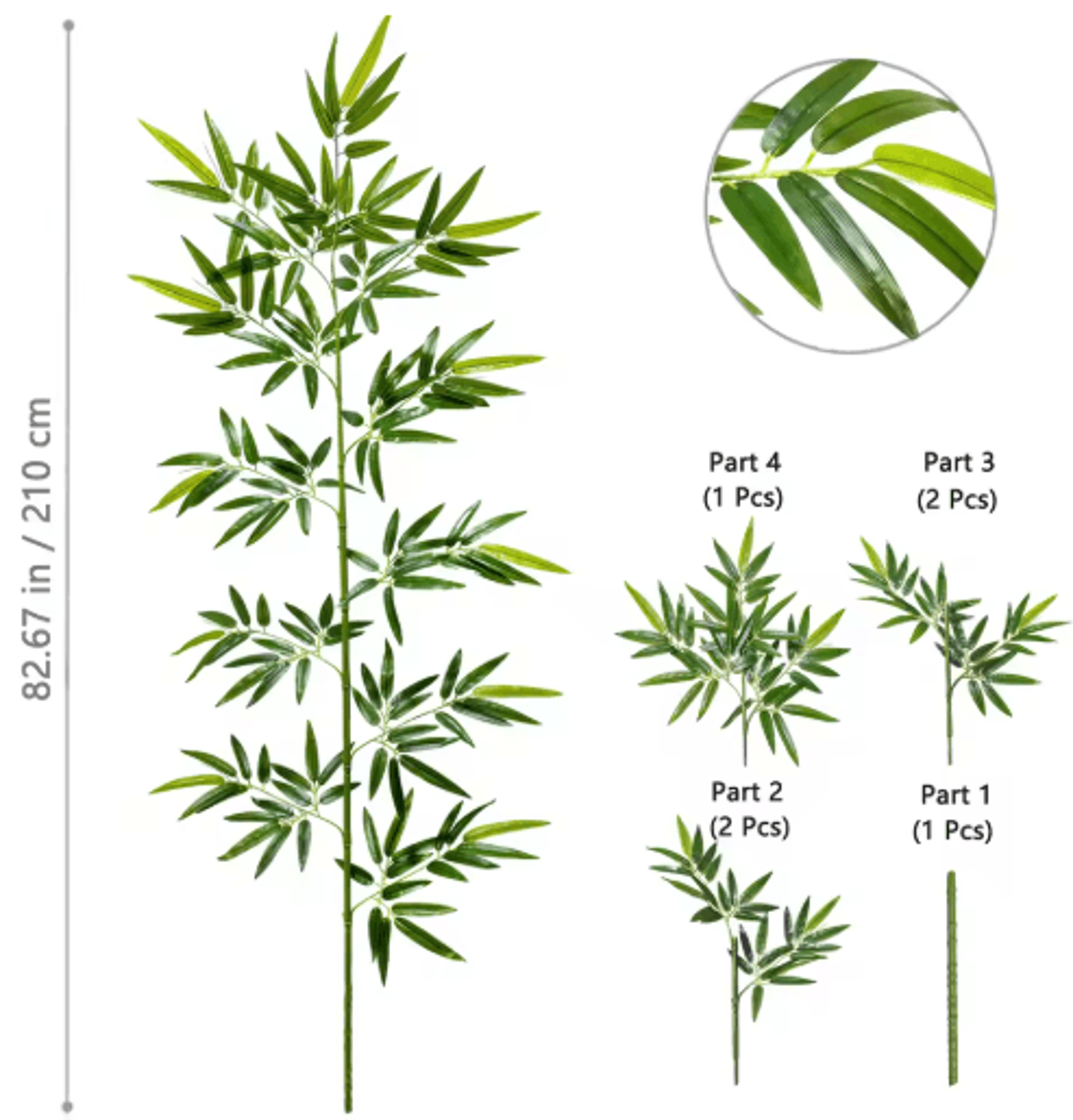 Tall Artificial Bamboo Plant  Realistic Green Leaves For Home  Office Decor 9