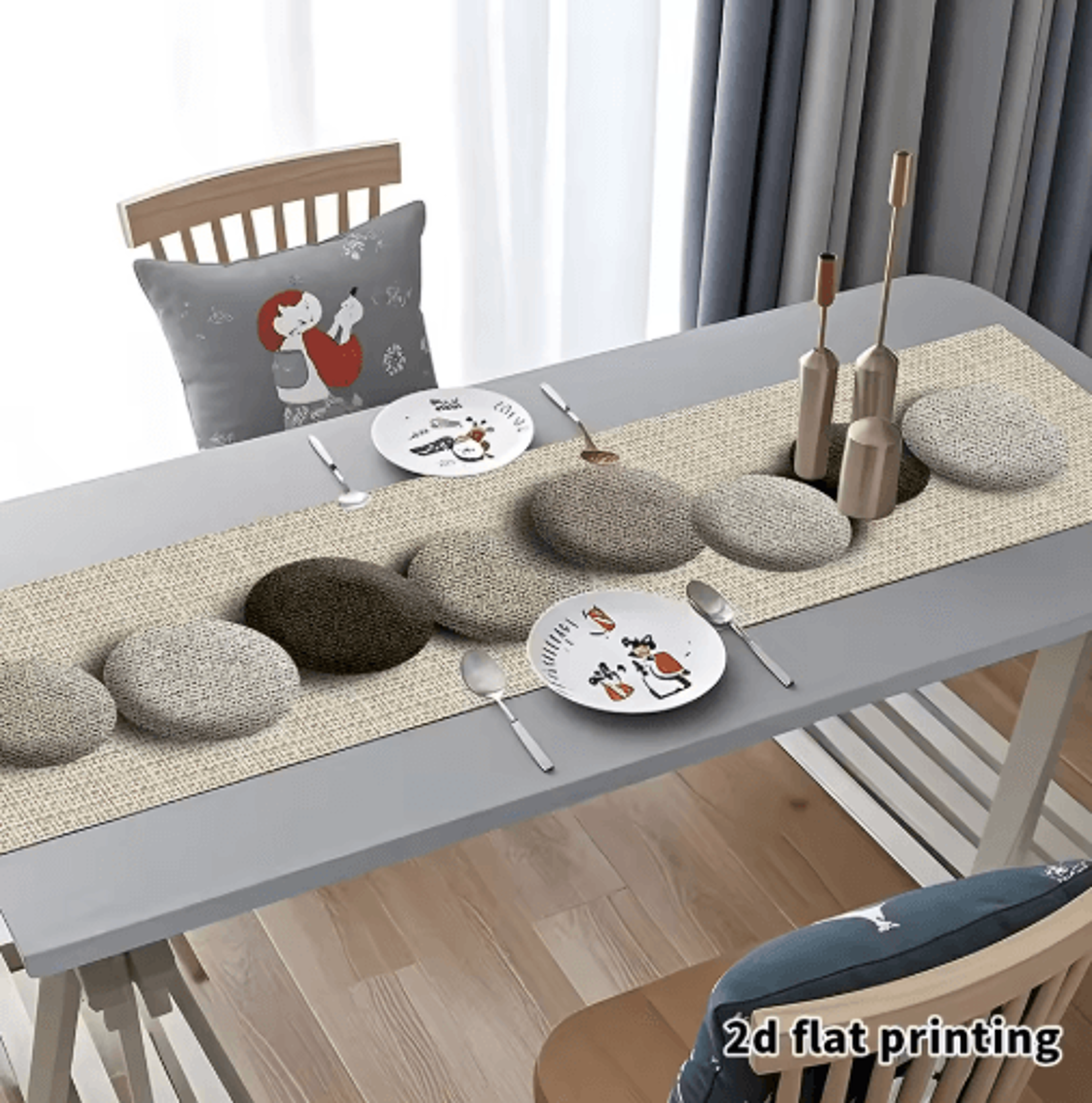 EarthToned Pebble Table Runner  Textured Neutral Fabric For Modern Farmhouse Decor 2