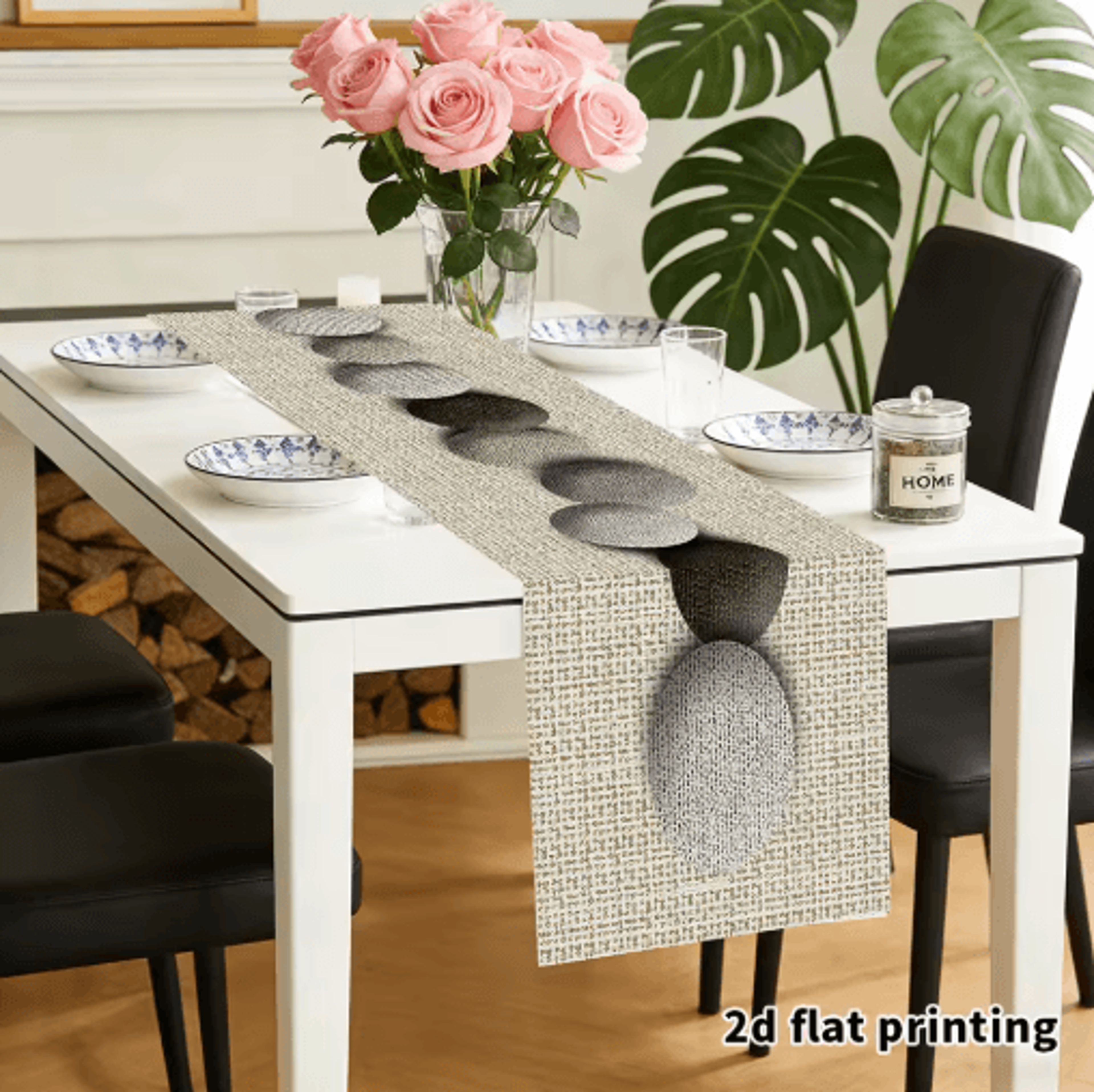 EarthToned Pebble Table Runner  Textured Neutral Fabric For Modern Farmhouse Decor 3