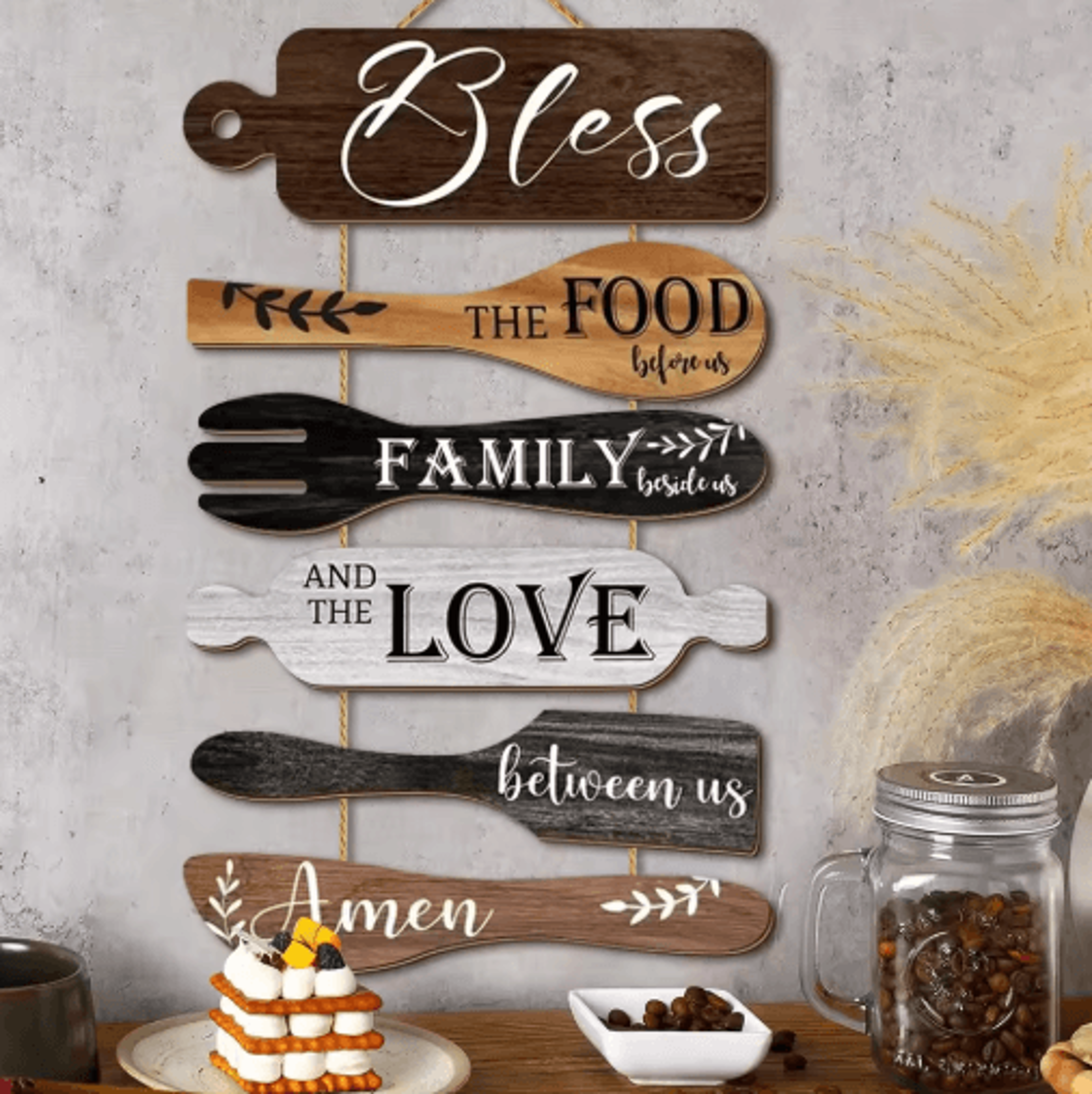 family blessings wooden wall sign – kitchen & dining room inspirational decor