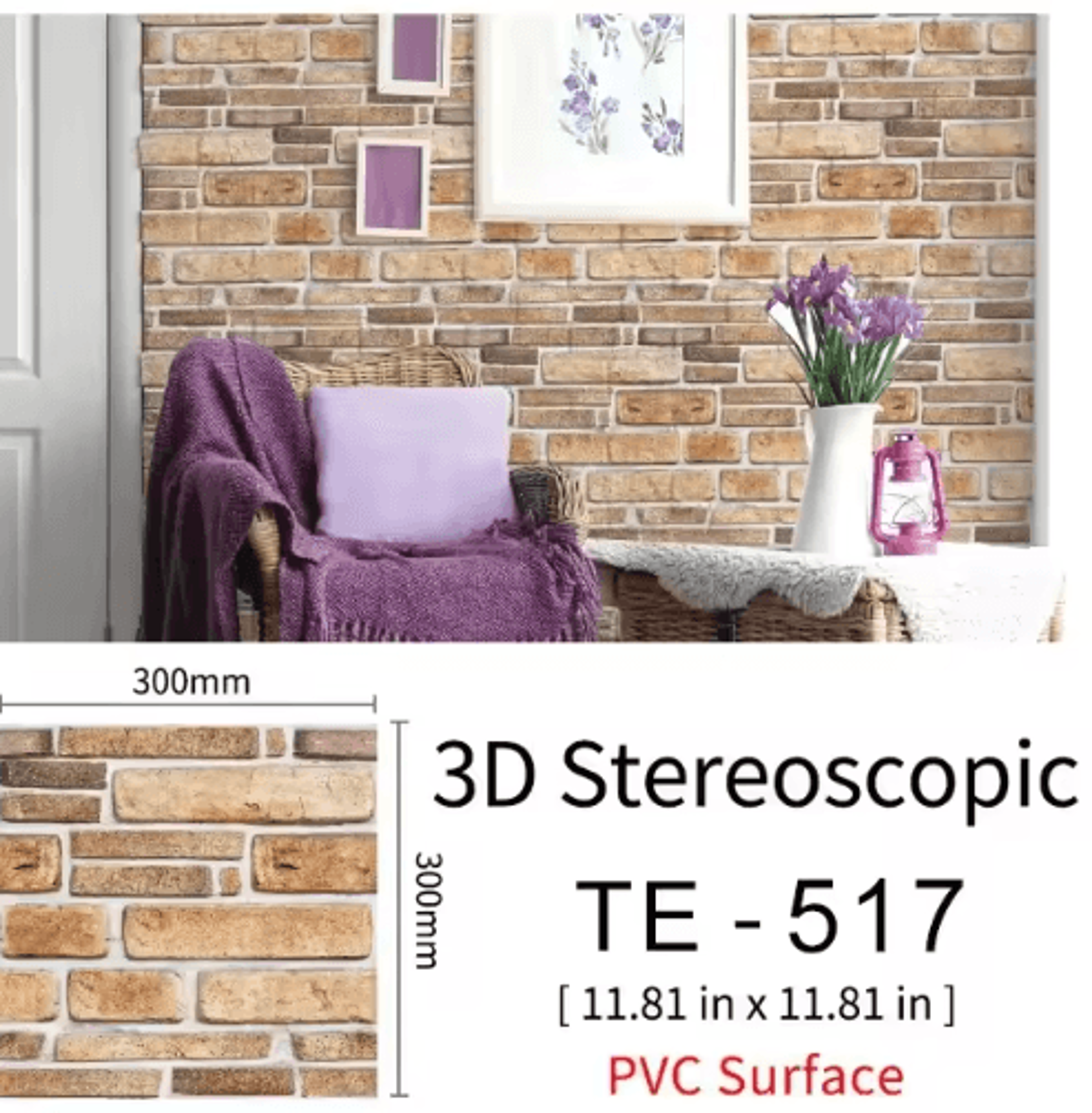3D Brick Wall Stickers Set  Waterproof Peel  Stick Wallpaper For Home Decor 15PCS 4