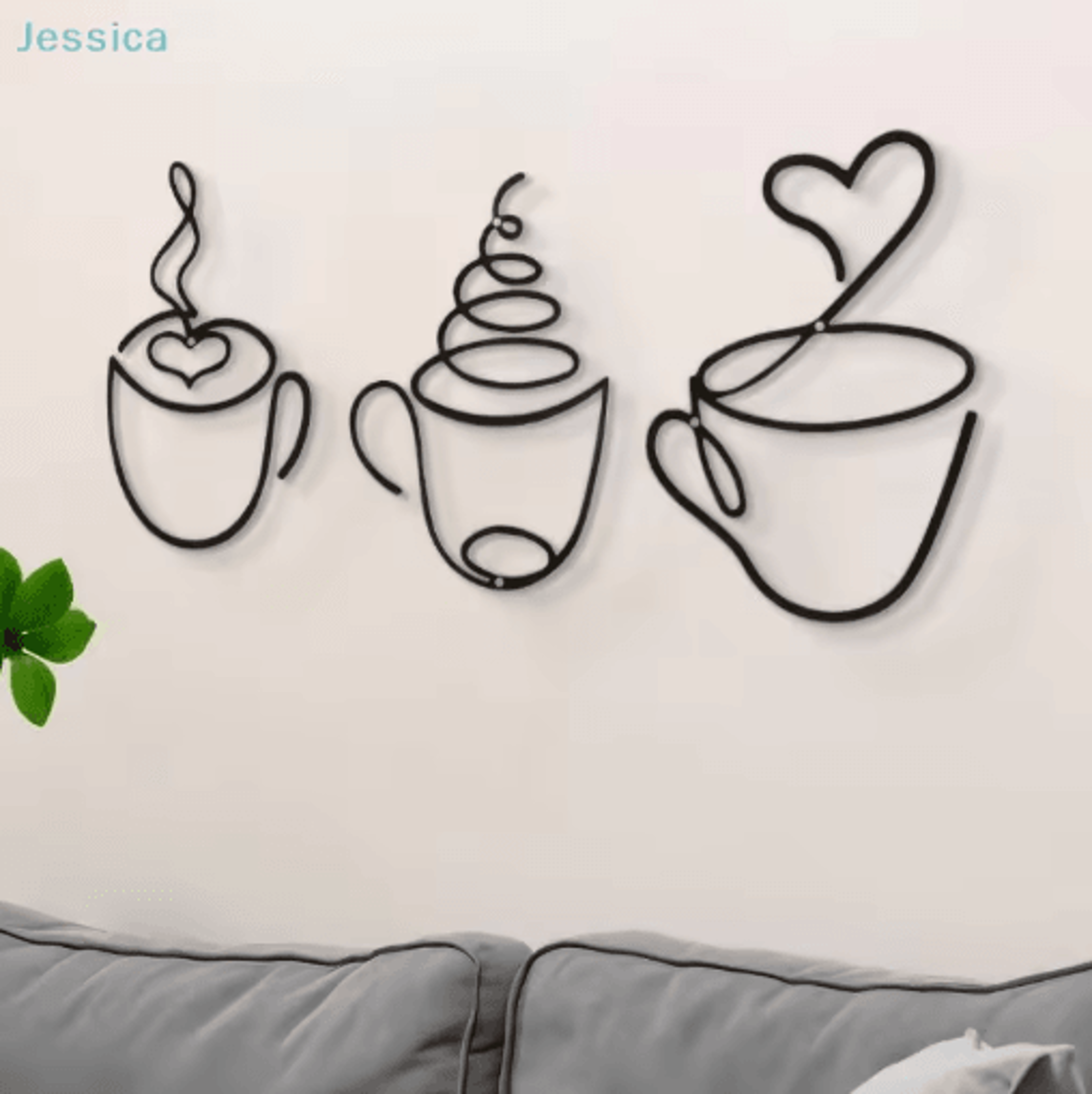 Metal Coffee Cup Wall Art Black Cafe Decor For Kitchen  Coffee Bar 6