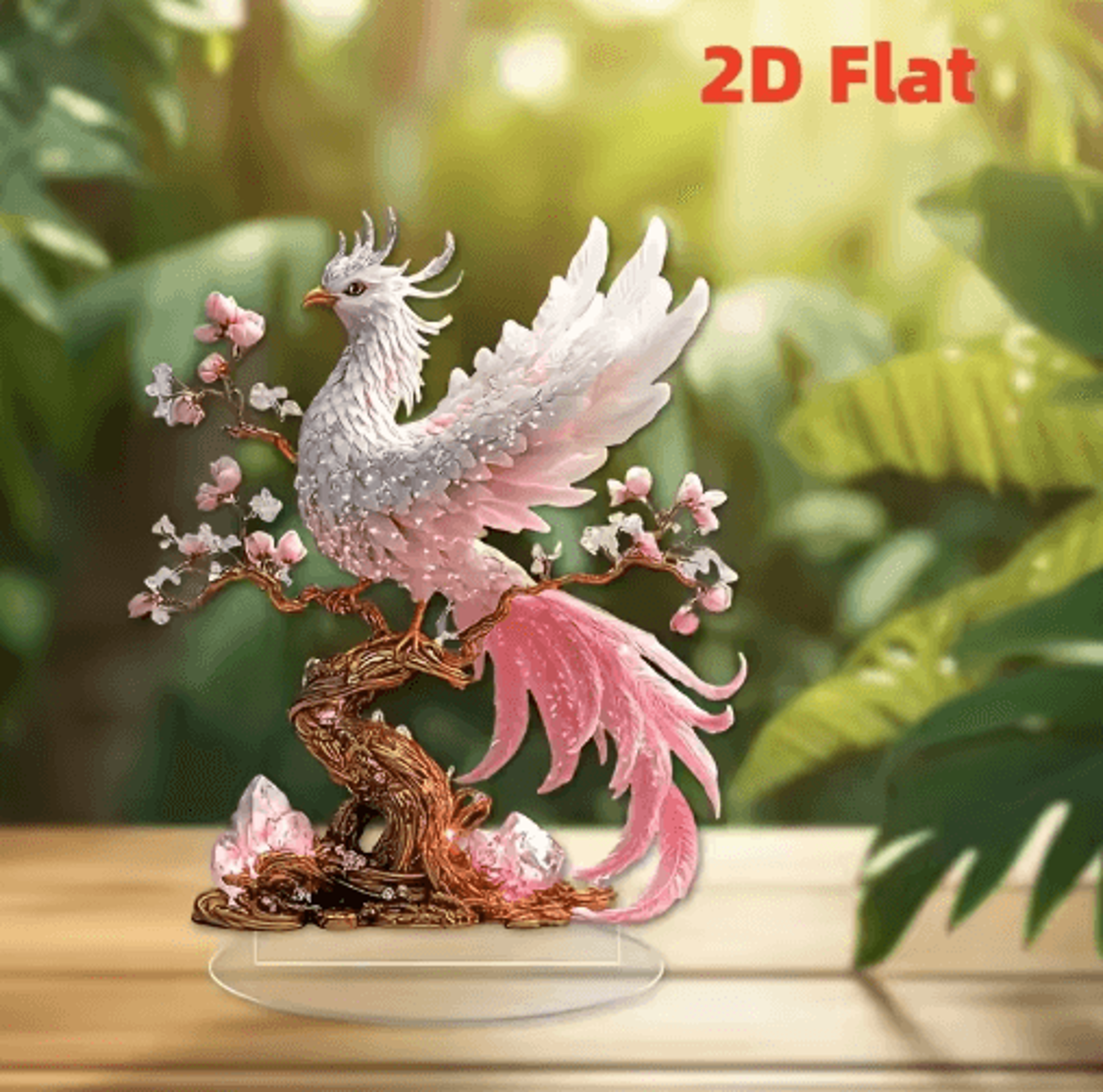 Crystal Phoenix Statue Elegant Feng Shui Desk Decor  Lucky Gift Ornament 5