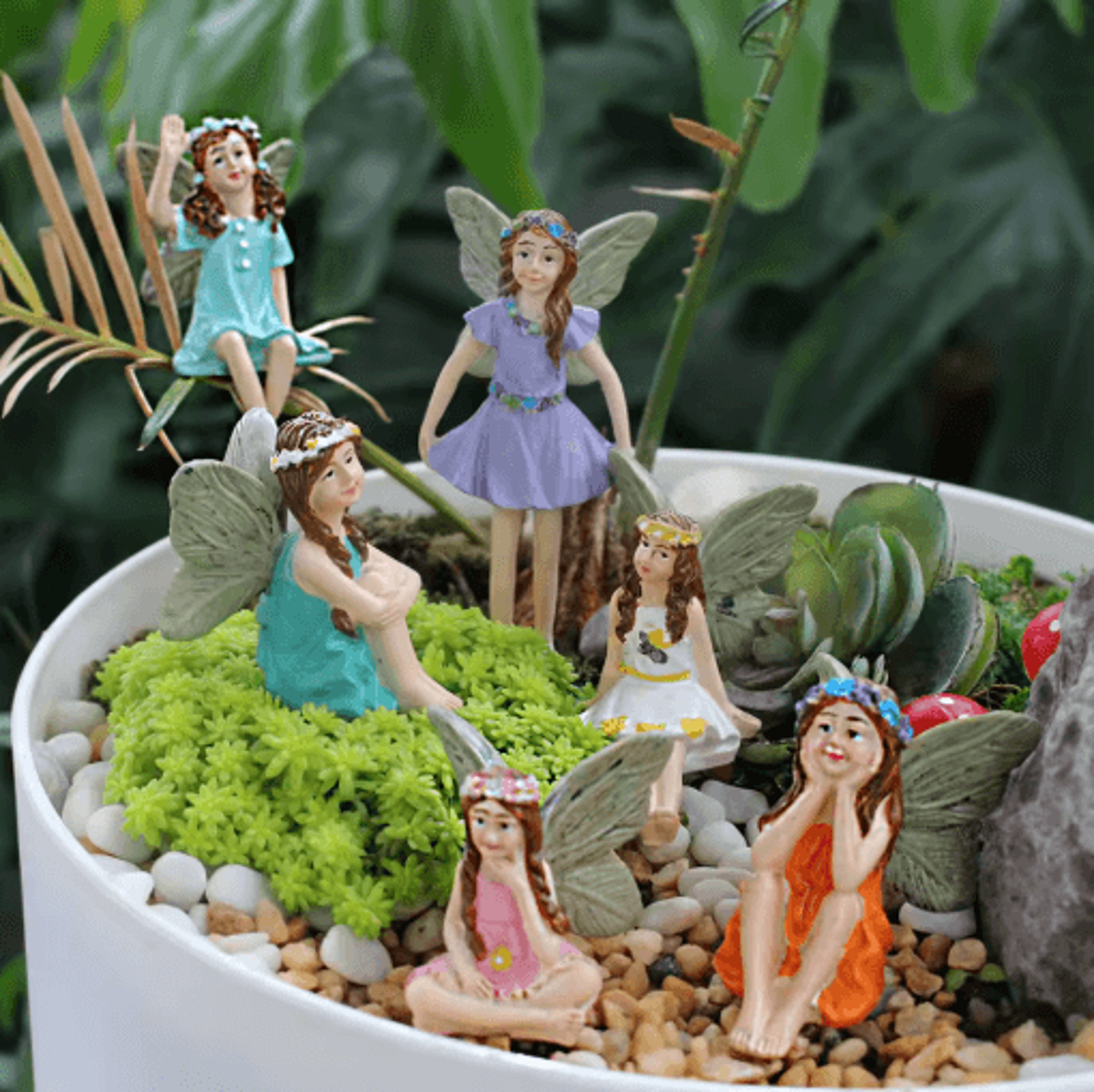 Enchanted Garden Fairy Stake Set Whimsical Mini Fairy Figurines For Outdoor Decor 4