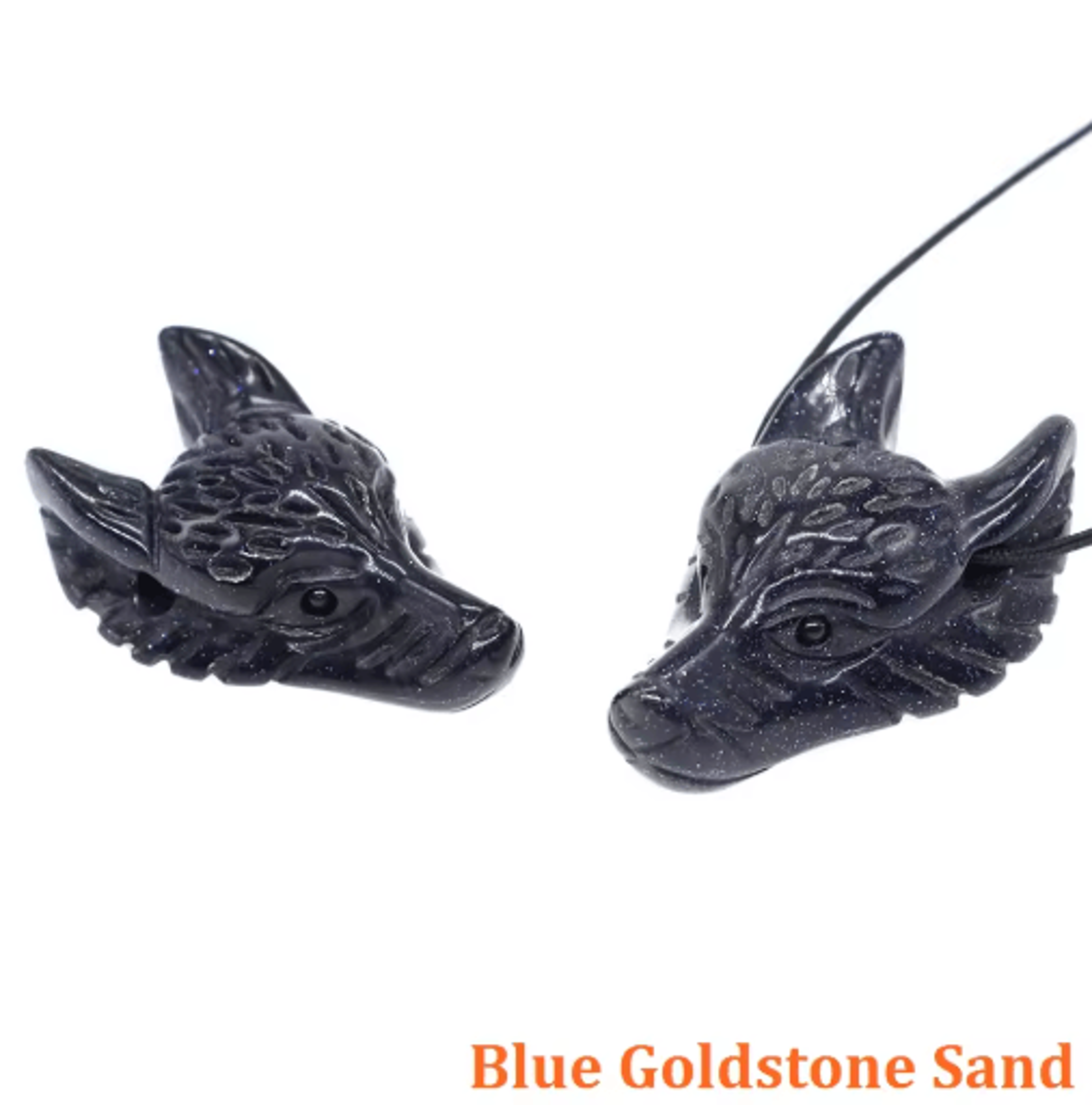 SpiritWolf Crystal Wolf Head Pendant  HandCarved Gemstone Necklace Charm 14