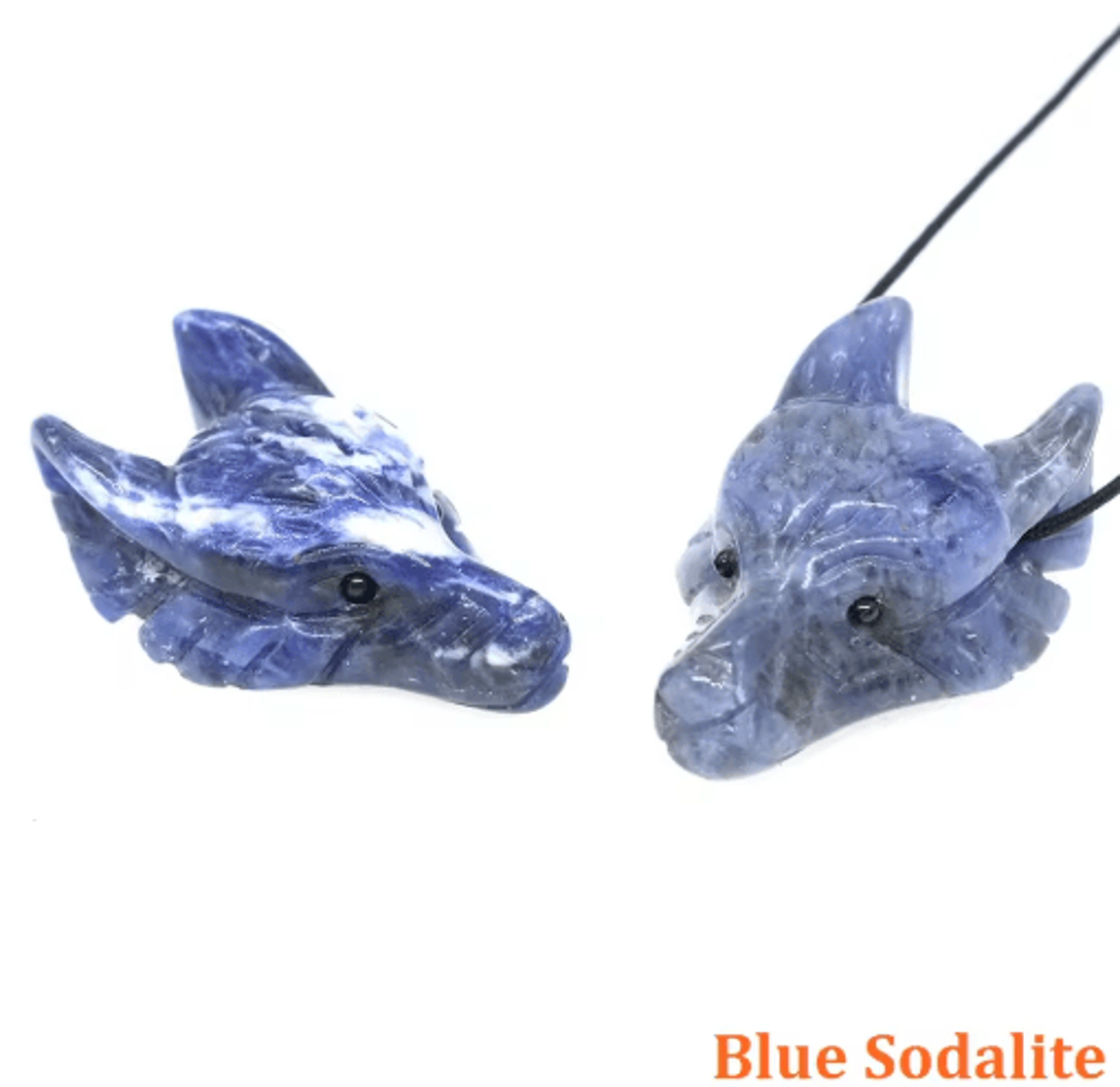 SpiritWolf Crystal Wolf Head Pendant  HandCarved Gemstone Necklace Charm 17