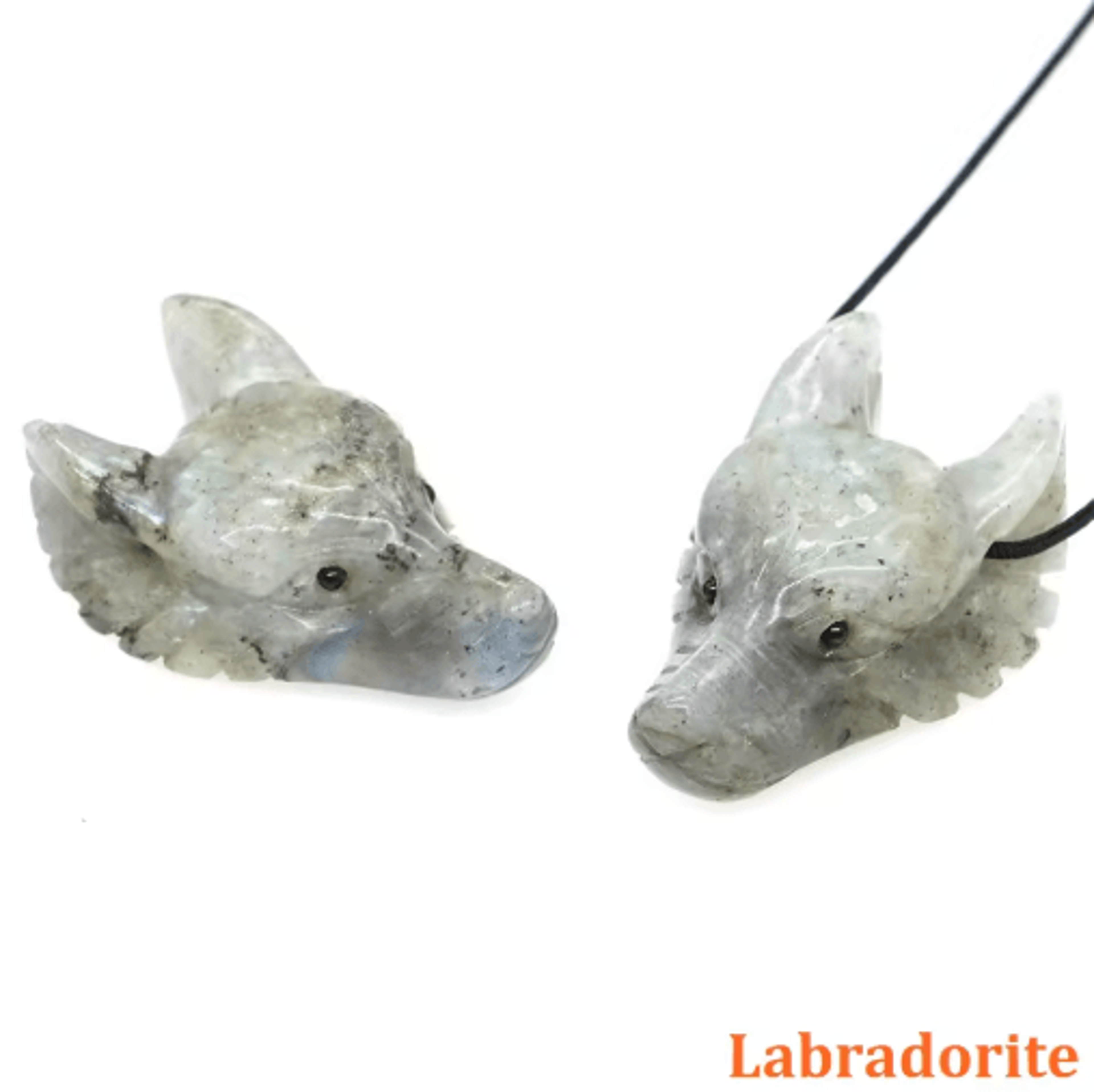 SpiritWolf Crystal Wolf Head Pendant  HandCarved Gemstone Necklace Charm 21
