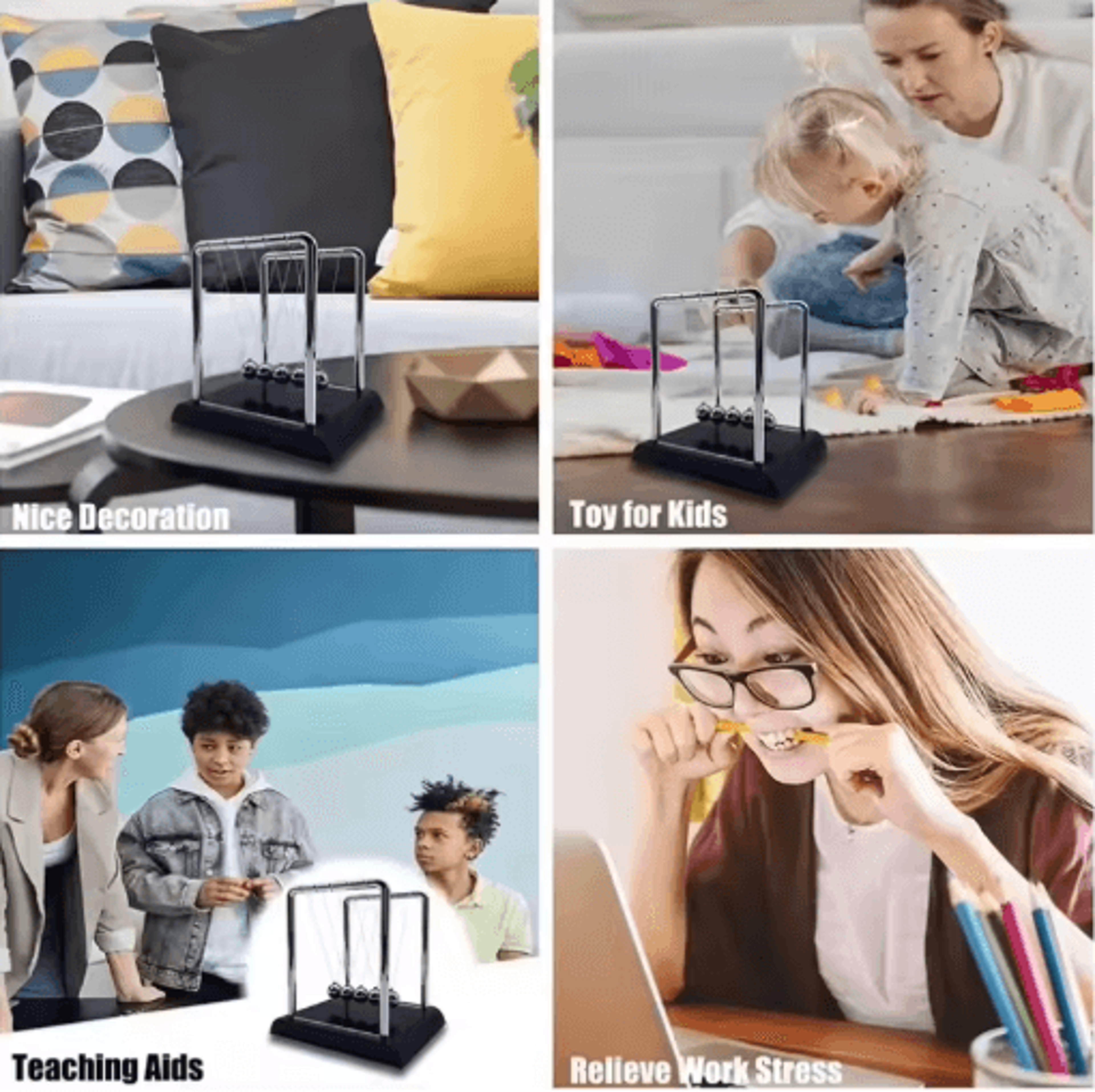 Momentum Flow Newtons Cradle Classic Physics Pendulum Desk Toy  Decor 3