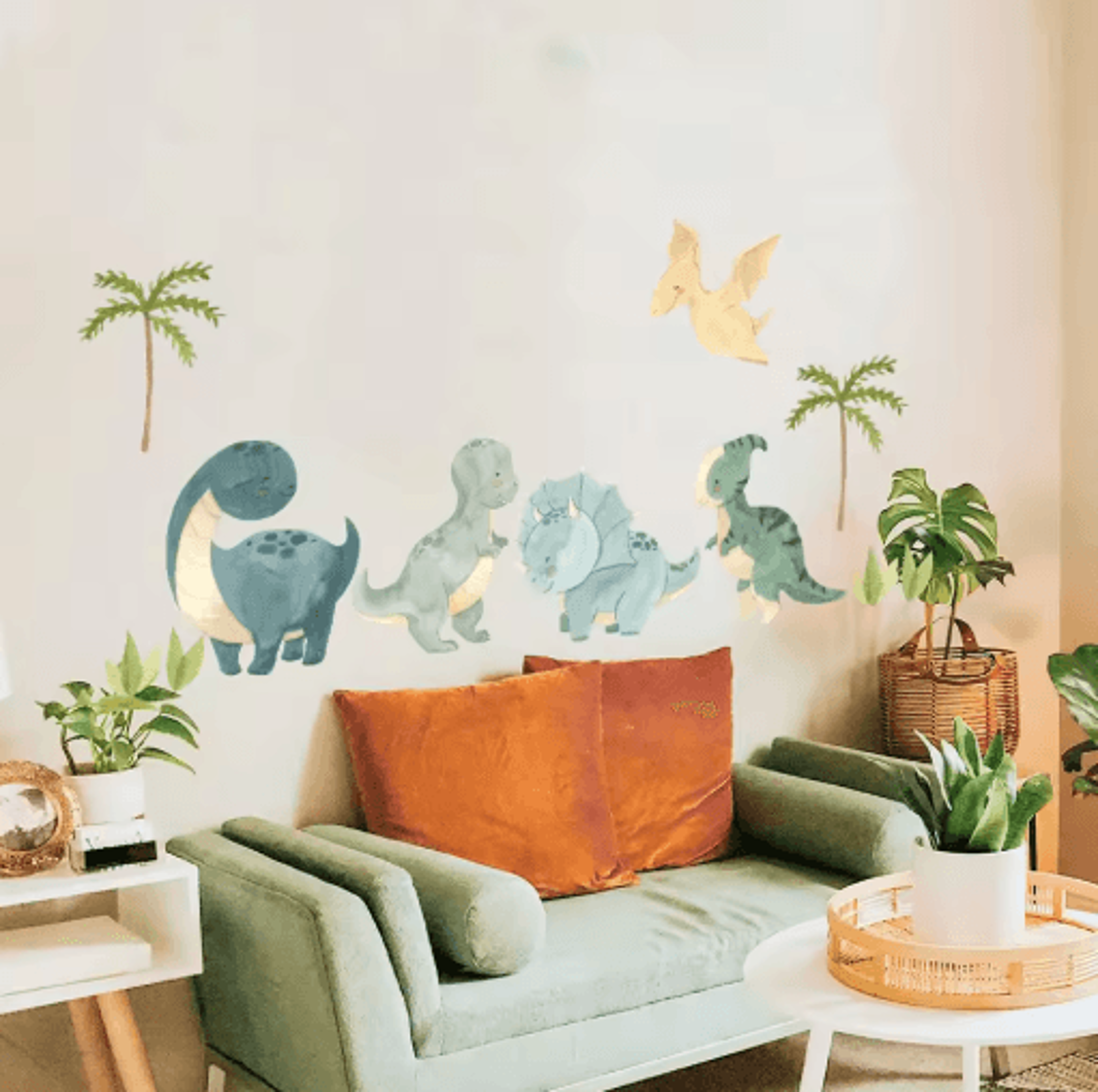 DinoDream Watercolor Dinosaur Wall Decals Jungle Nursery Adventure Decor 4