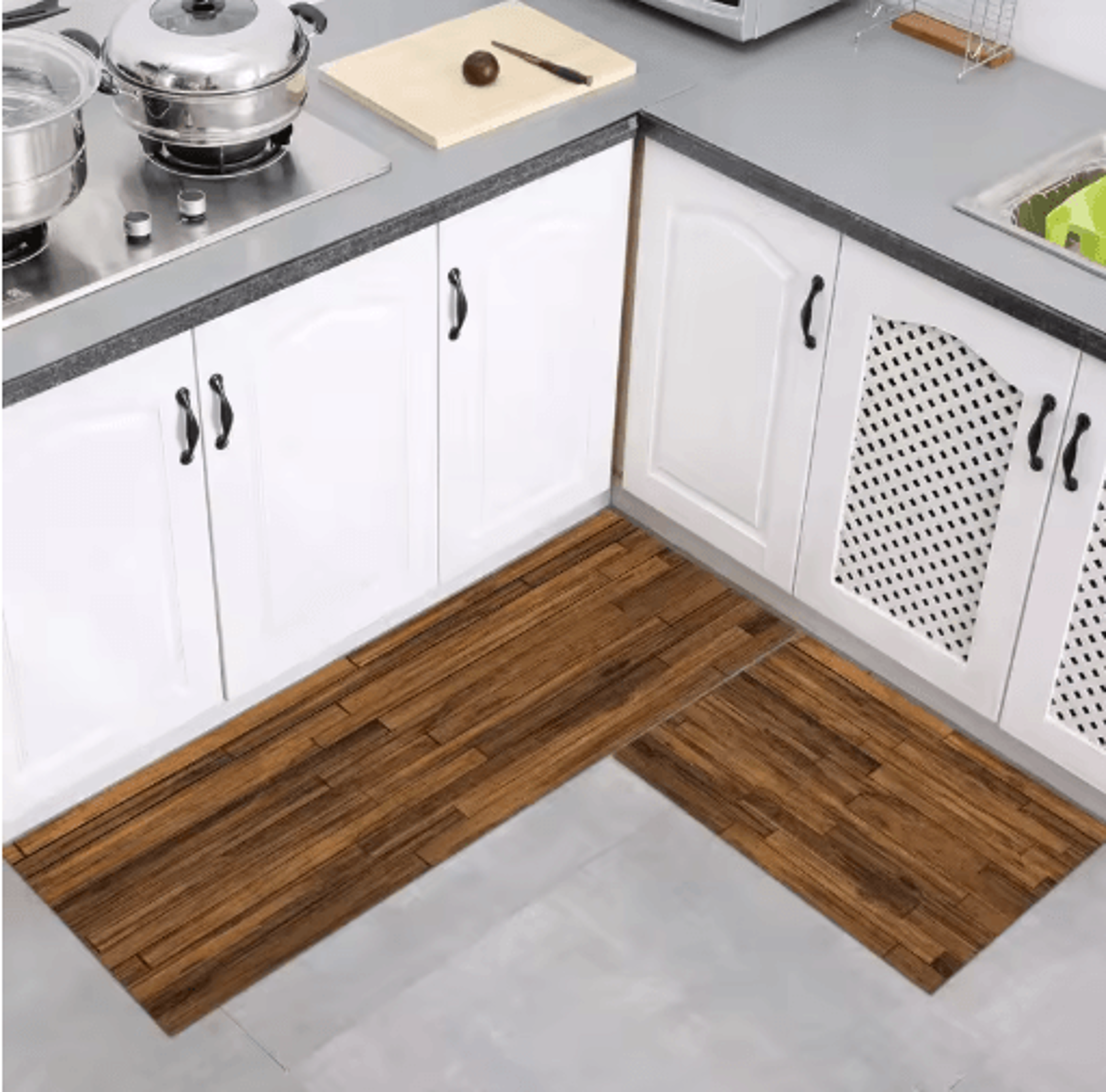 Modern Wood Grain Floor Mat Non Slip Decorative Rug For Kitchen Bathroom  Entryway 9