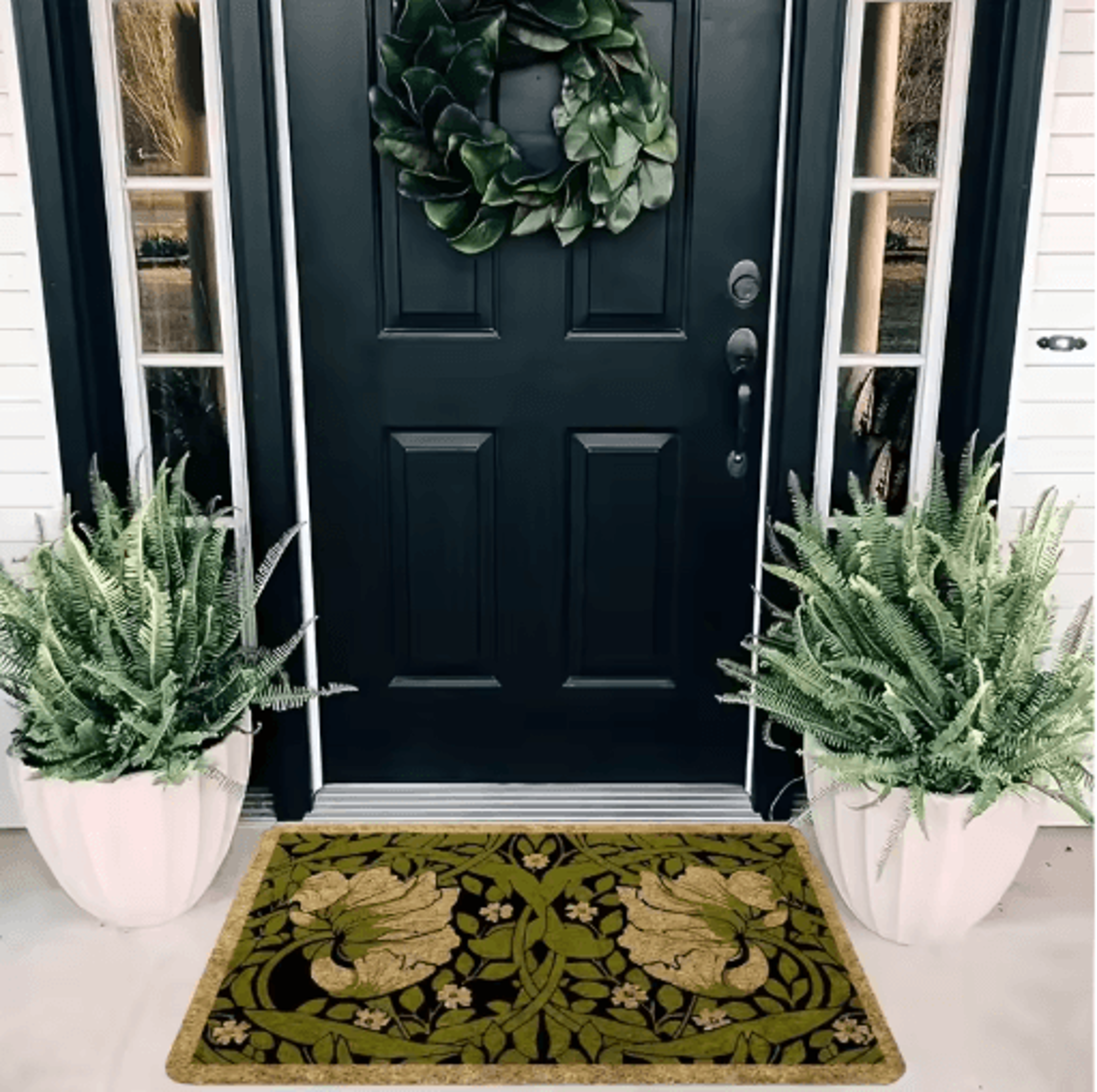 Green Floral Welcome Doormat Machine Washable Indoor Entrance Rug For Bedroom  Hallway 5