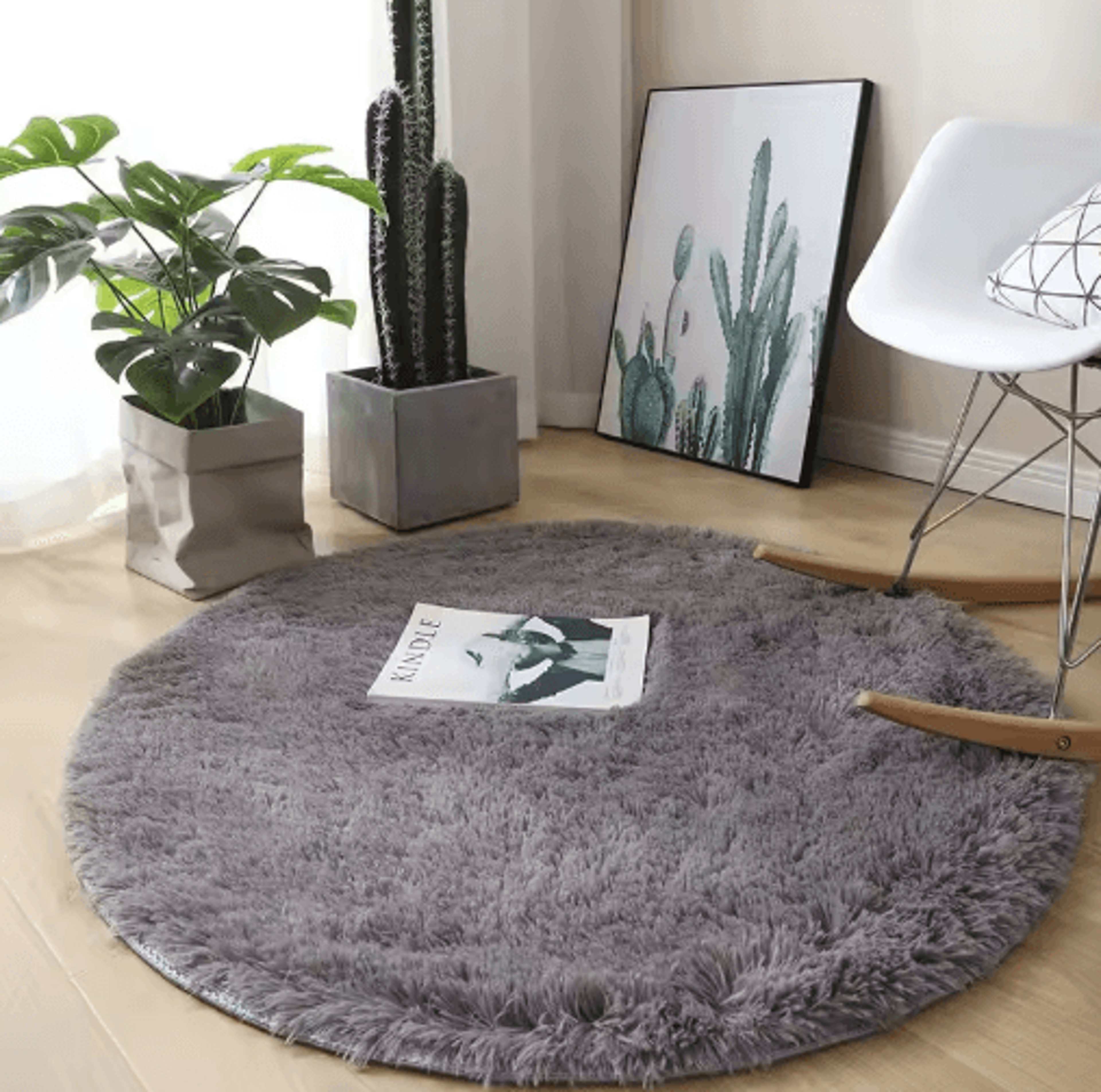 ultra-soft round plush rug for living room & kids bedroom comfort