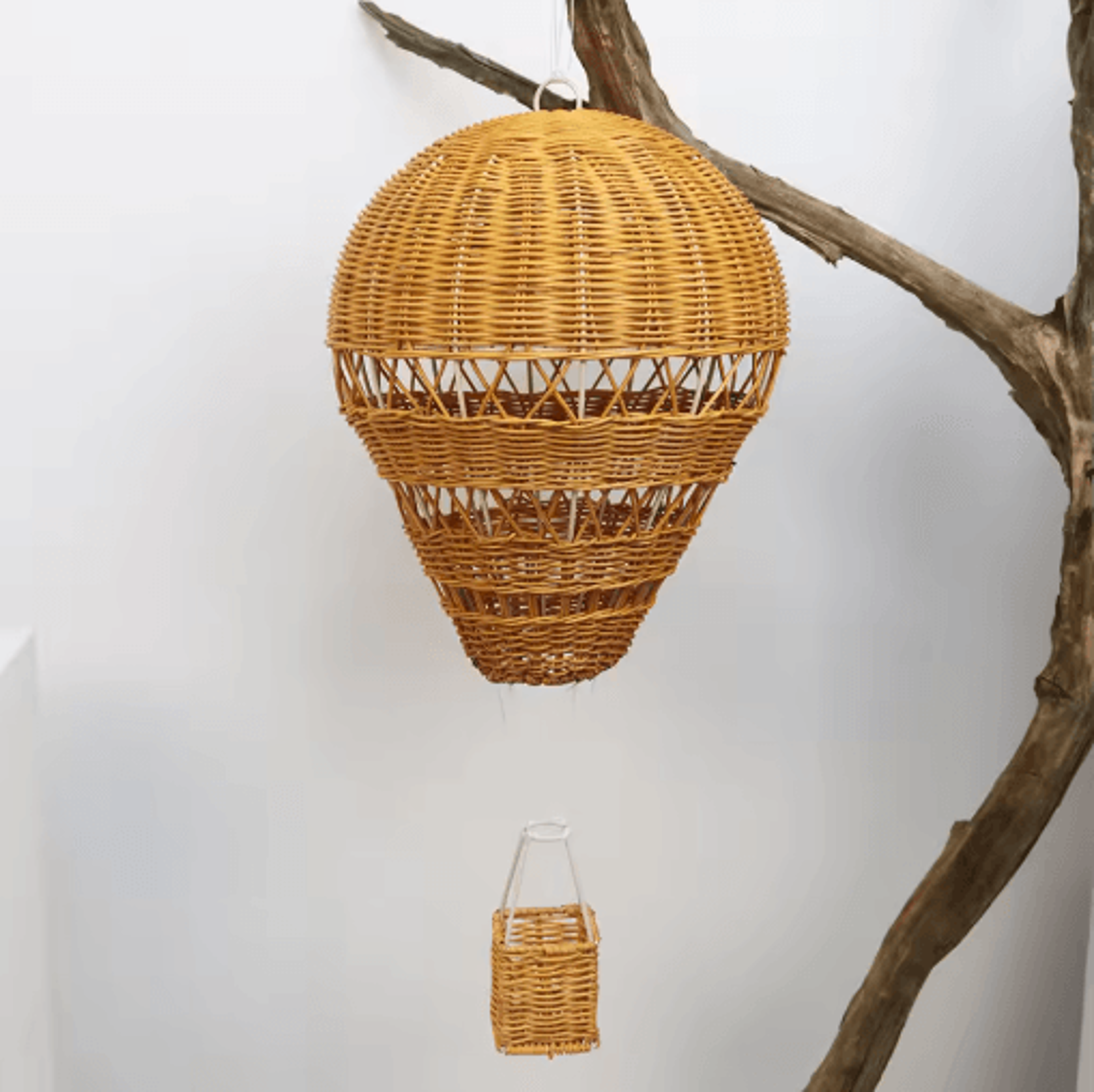 Handwoven Rattan Hot Air Balloon Decor Nursery Wall Hanging  Baby Photo Prop 1