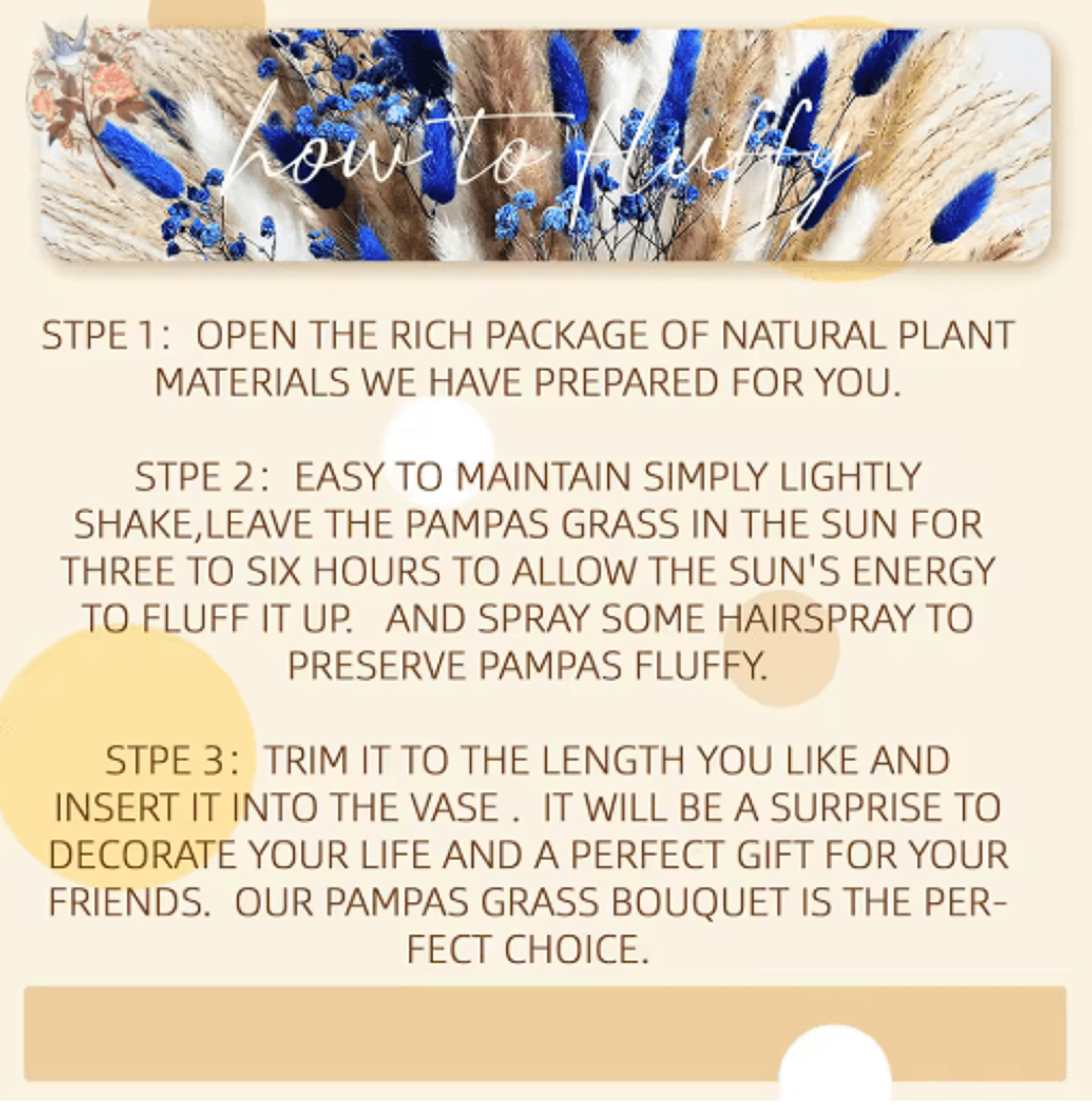 Blue Rabbit Tail Pampas Grass Bouquet Dried Flower Arrangement For Boho Home Decor 8