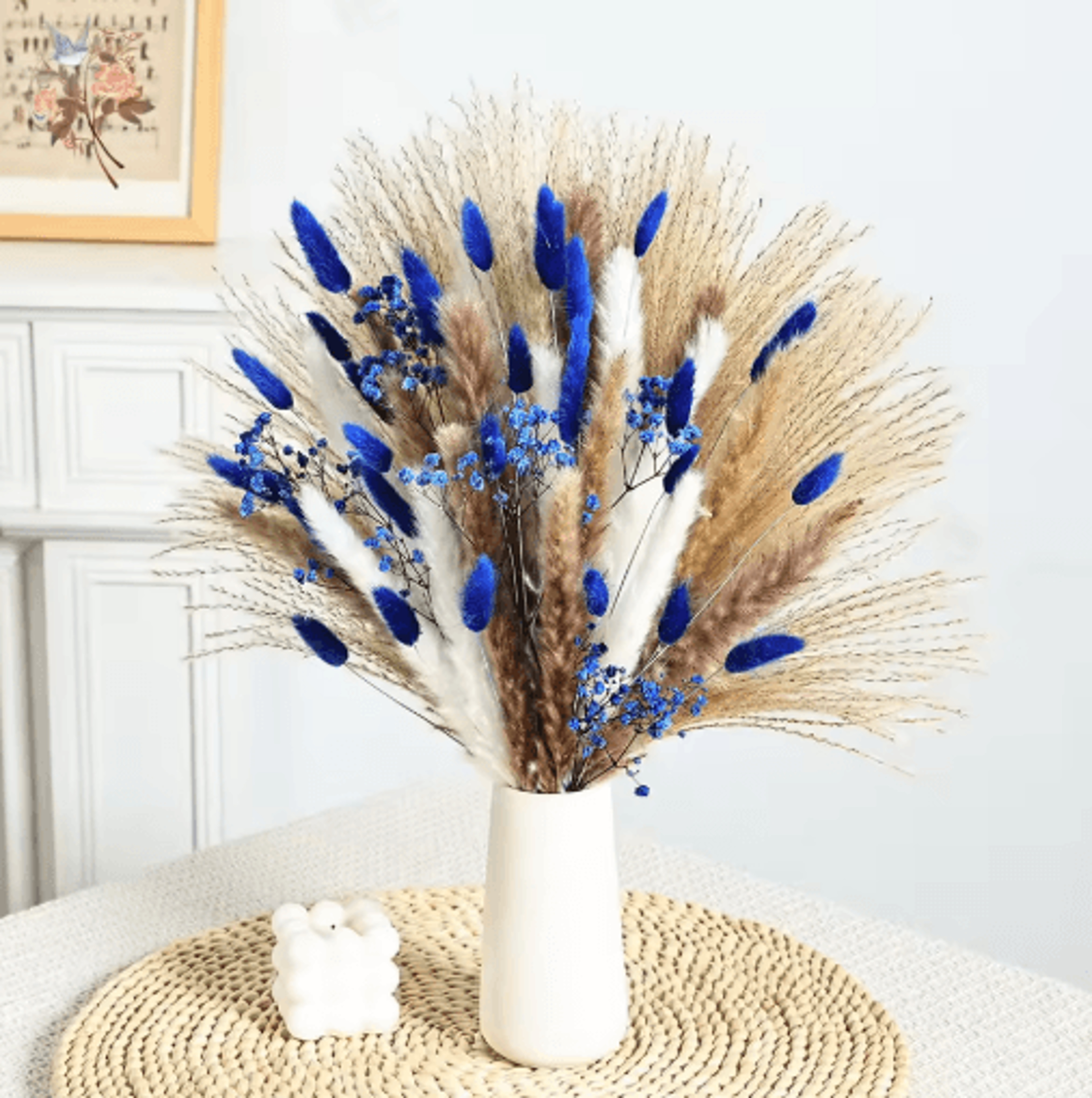 Blue Rabbit Tail Pampas Grass Bouquet Dried Flower Arrangement For Boho Home Decor 12
