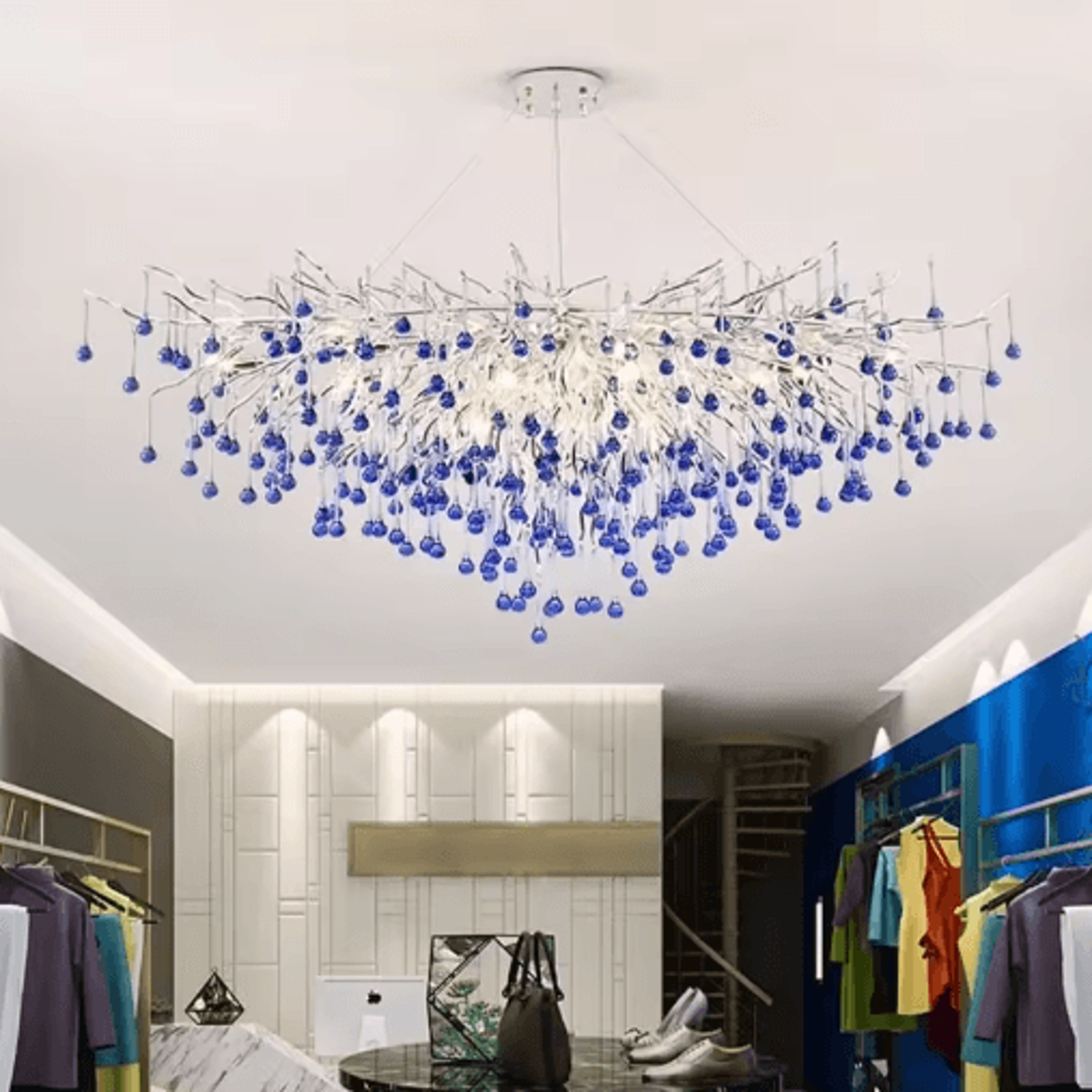 Luxury Branch Crystal Chandelier  Modern Teardrop Hanging Lamp For Living  Dining Spaces 22