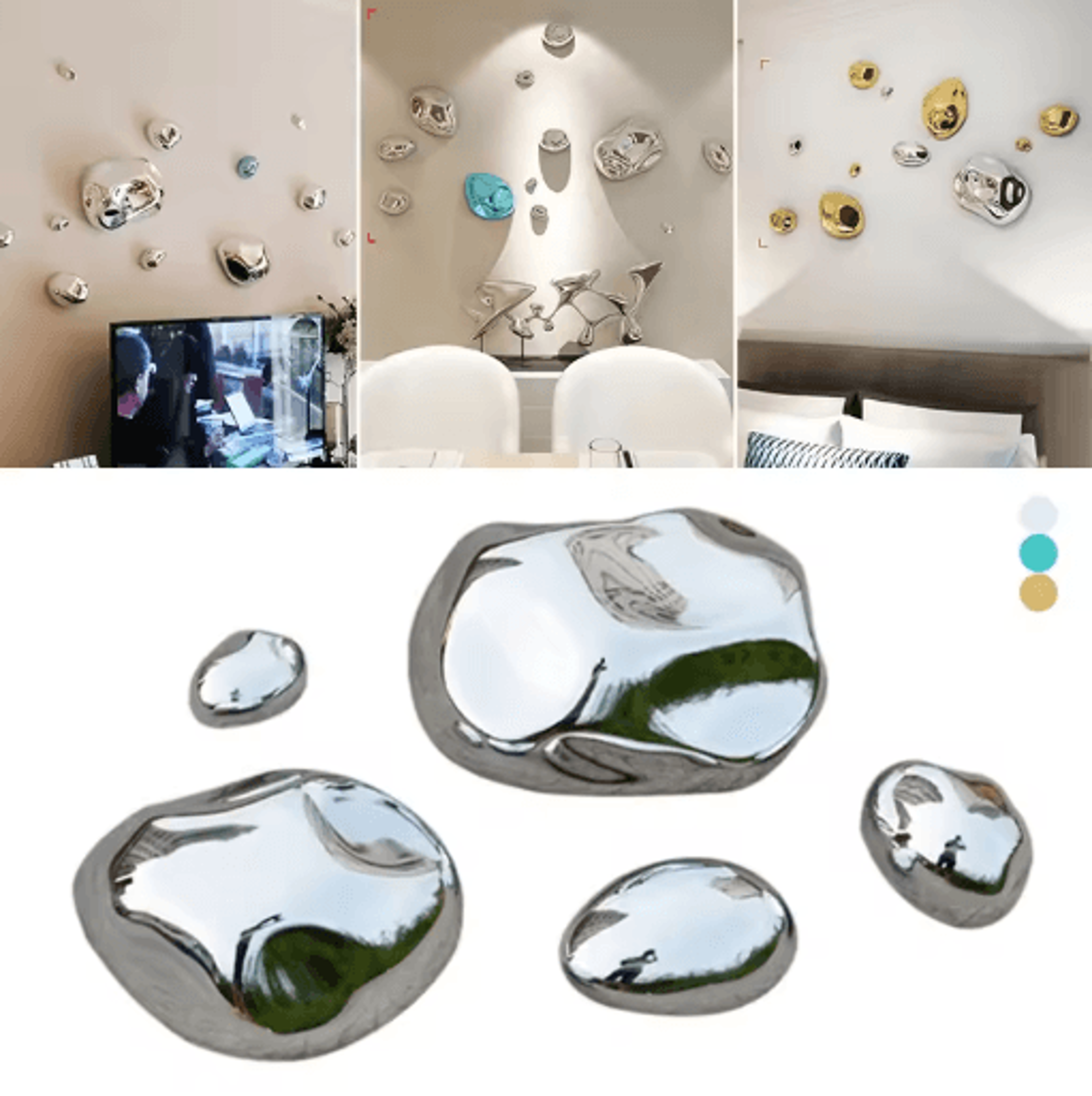 3D Simulation Stone Wall Pendant Modern Electroplated Wall Hanging Decor 9