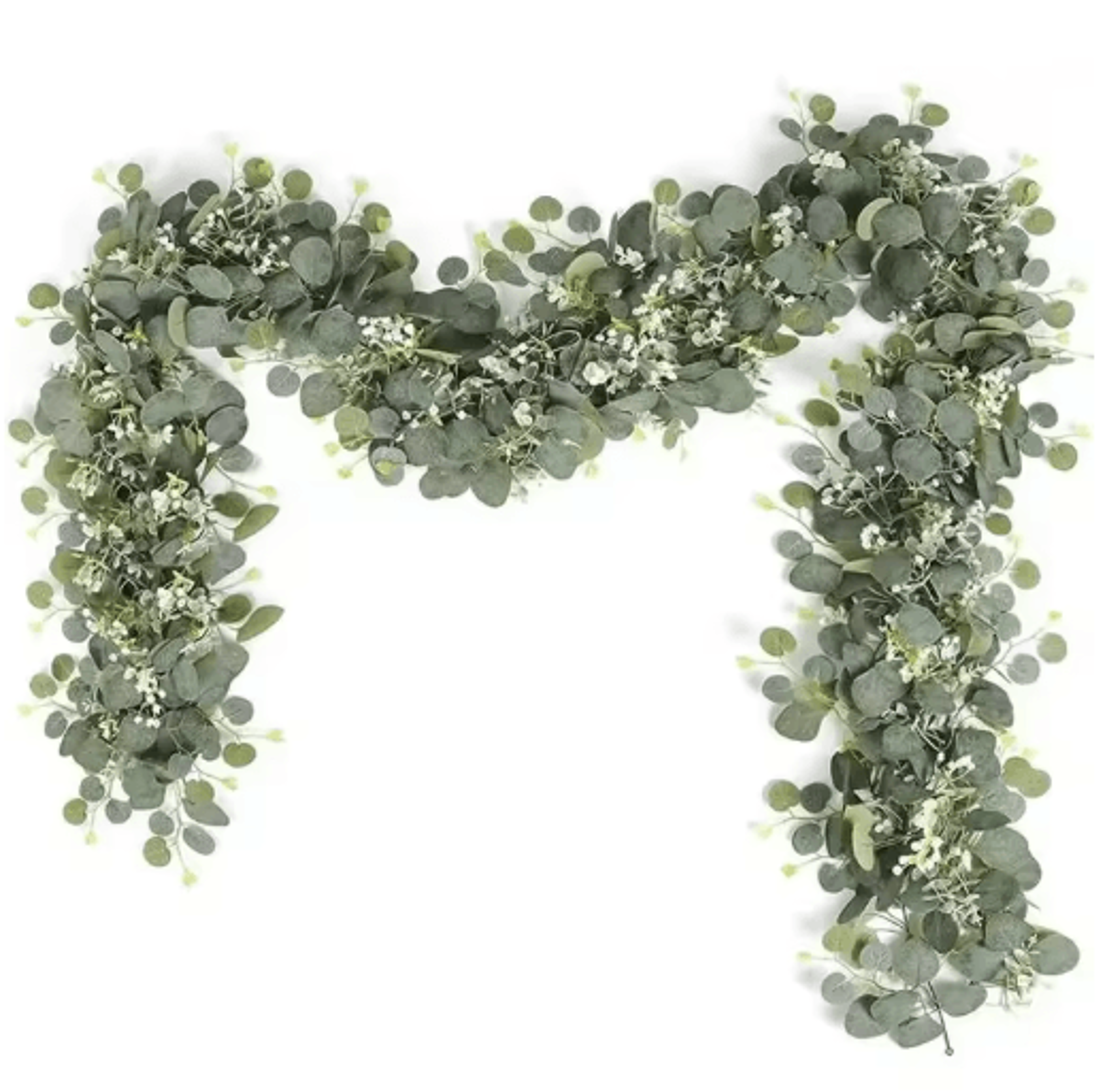 Artificial Eucalyptus Garland With White Flowers  Berries Faux Vine Wedding  Home Decor 1