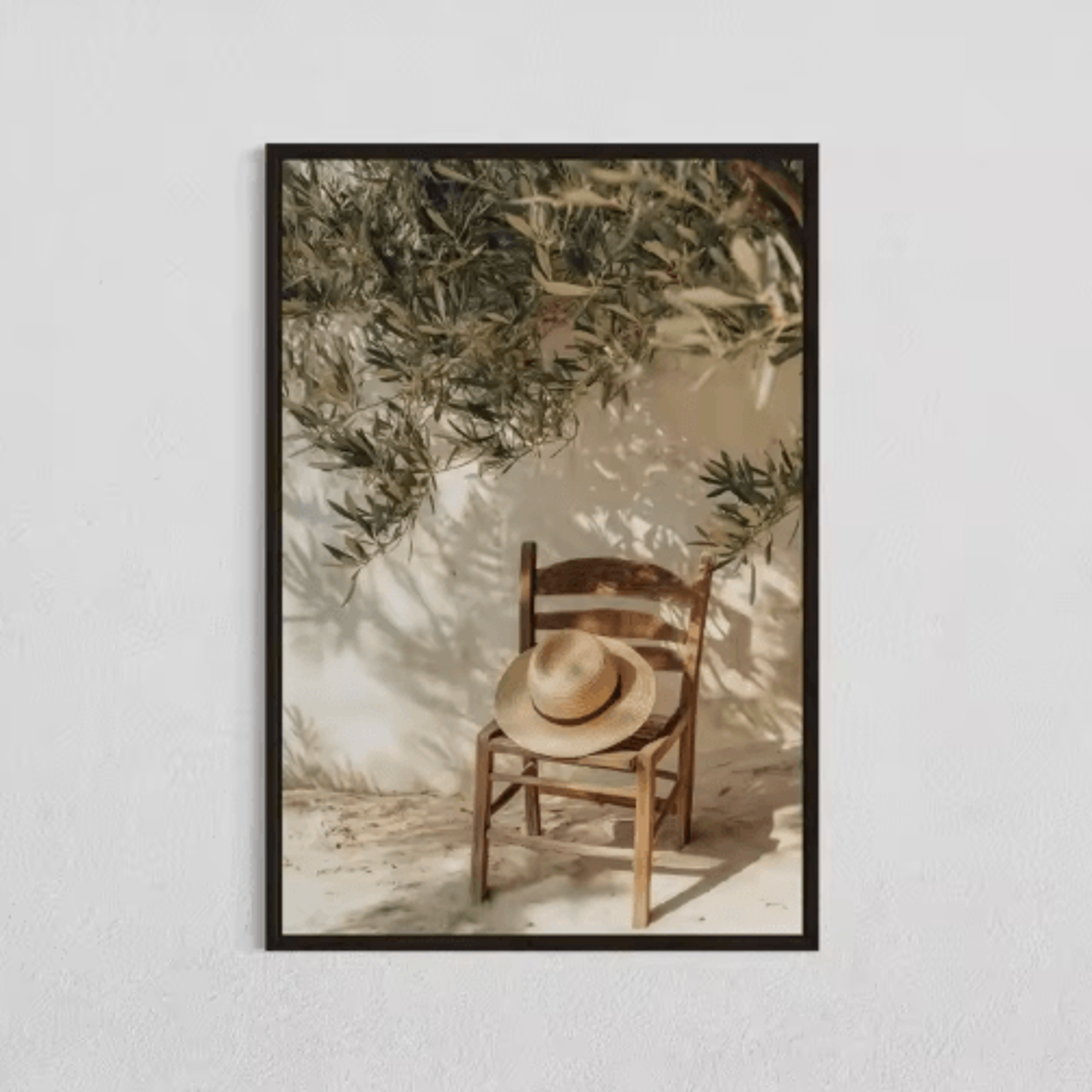 Minimalist Olive Tree Canvas Wall Art  Mediterranean Frameless Still Life Poster 1