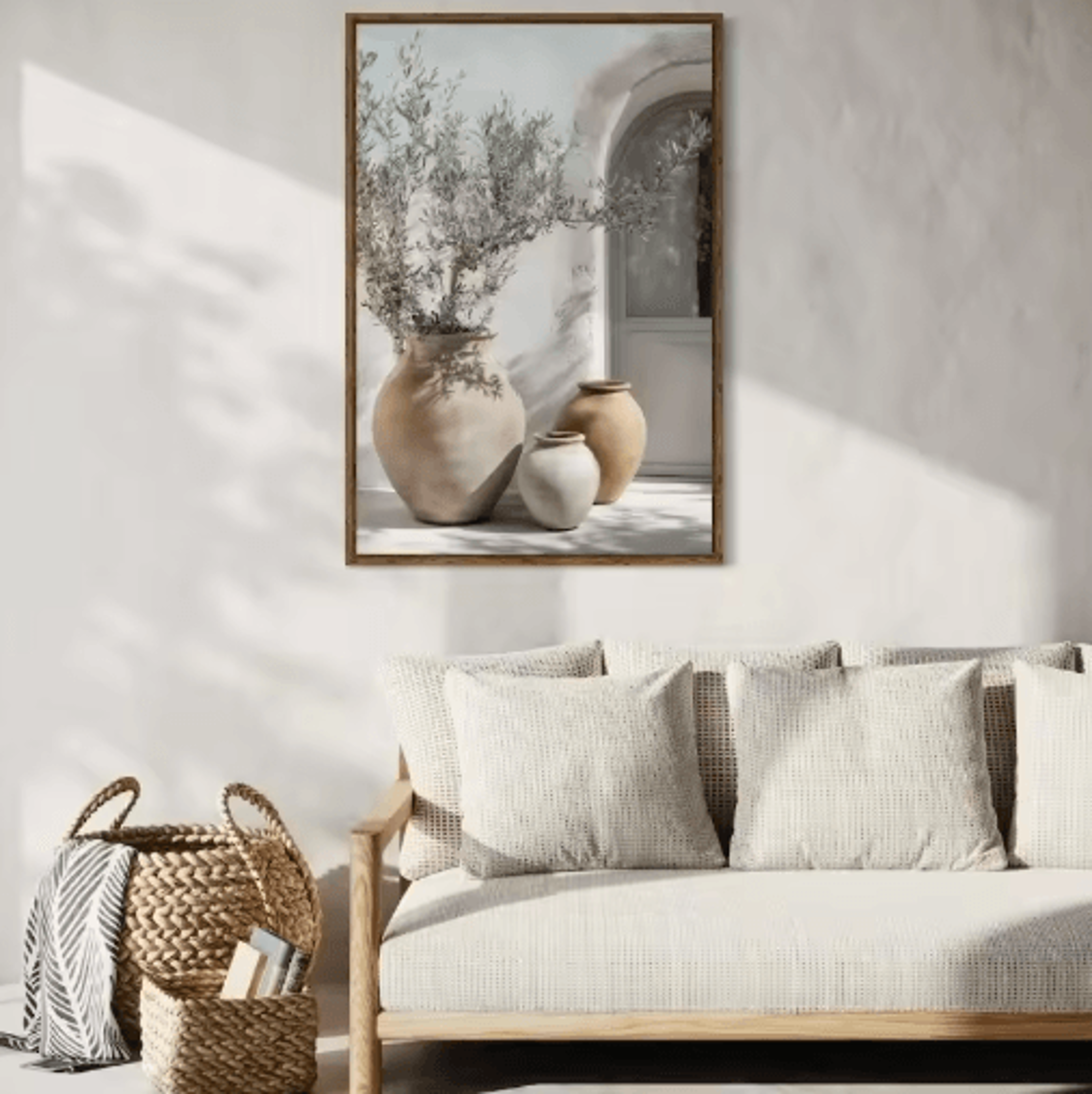 Minimalist Olive Tree Canvas Wall Art  Mediterranean Frameless Still Life Poster 19