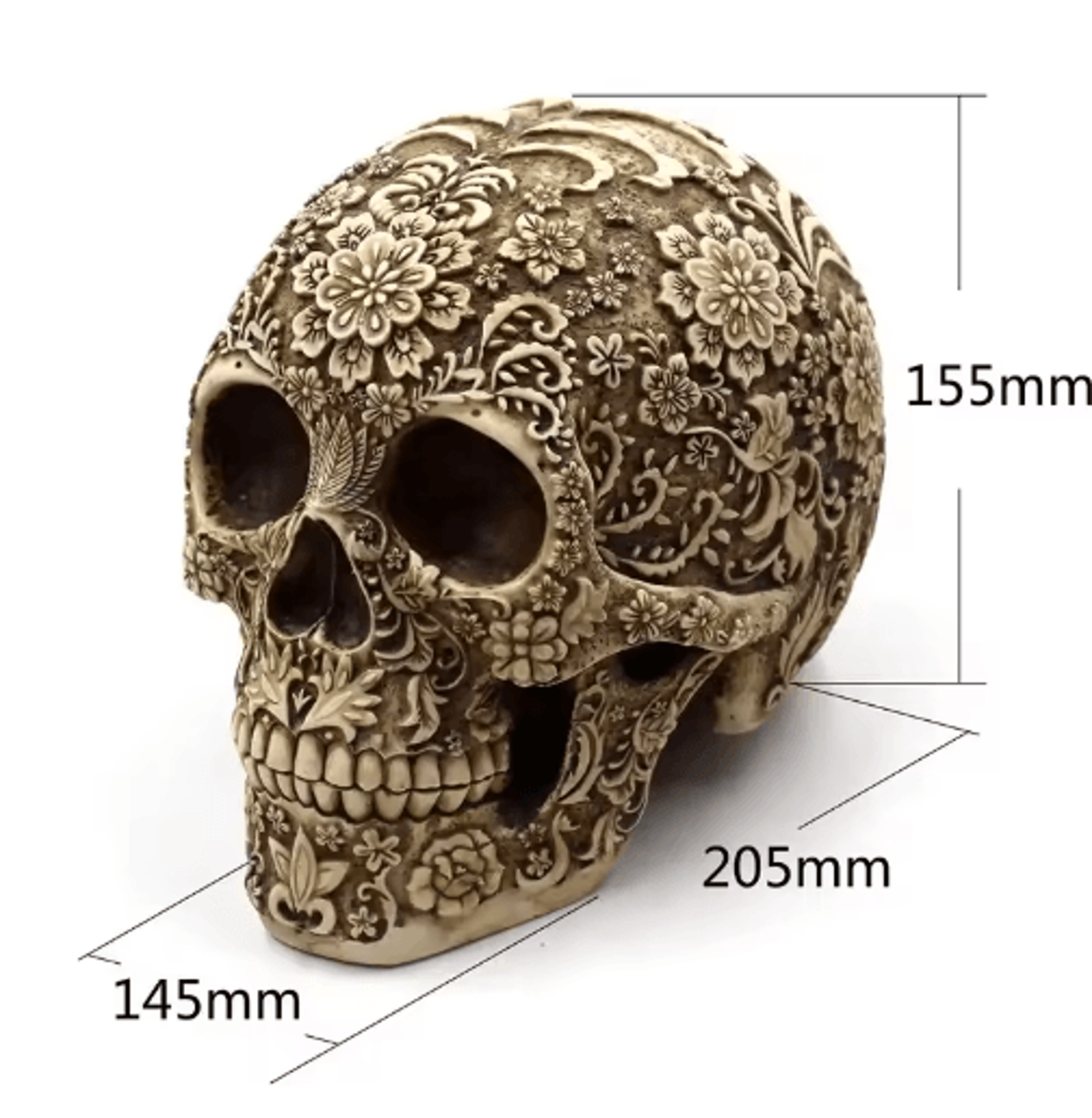 Artistic Resin Skull Sculpture With Plum Blossoms Creative Home  Garden Decor 1