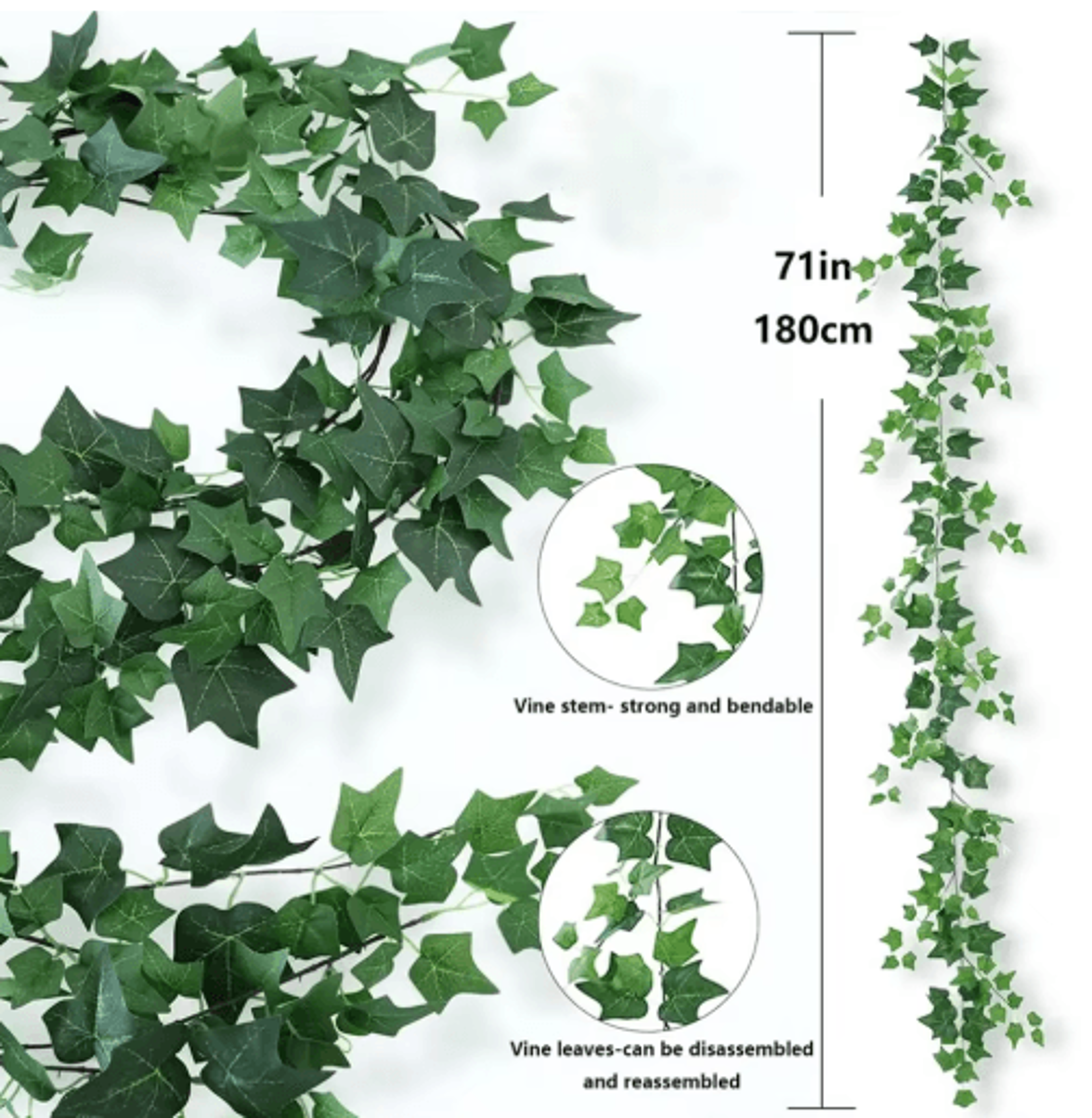 Artificial Ivy Vines Garland  Lush Greenery Wall  Hanging Plant Decor 6
