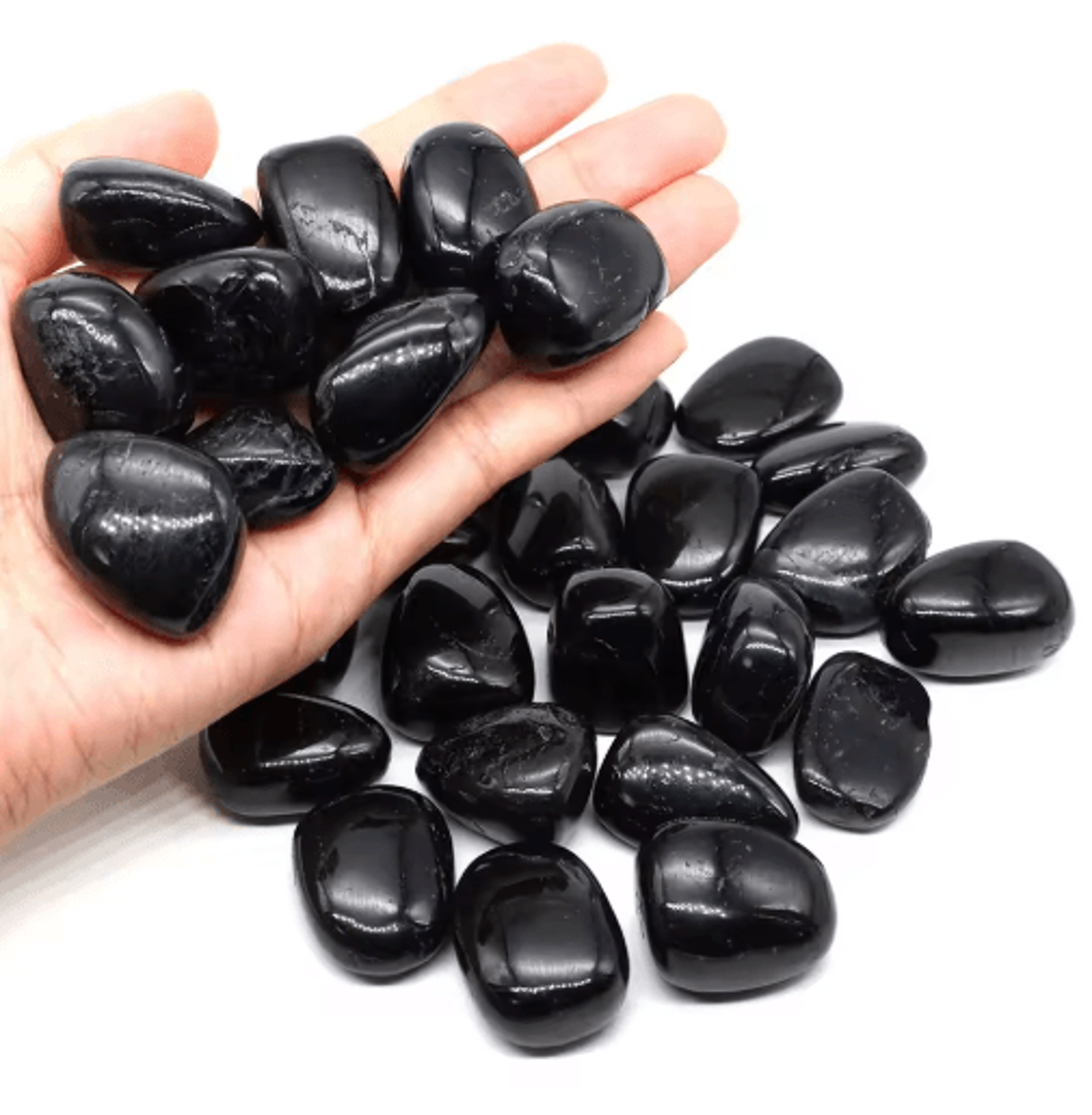 natural black tourmaline tumbled stone protective reiki healing crystal decor