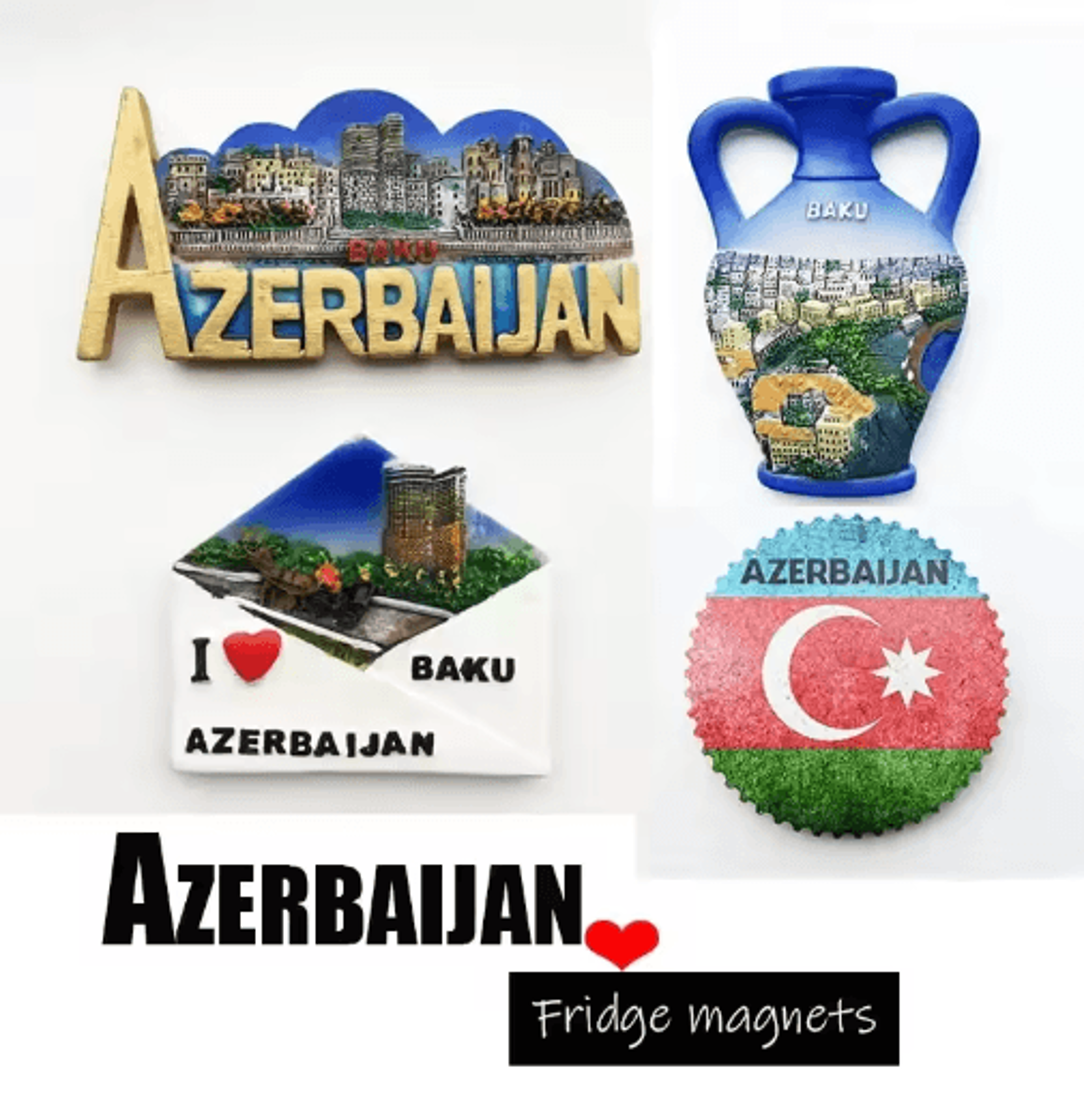 3d azerbaijan fridge magnet baku resin souvenir travel collectible