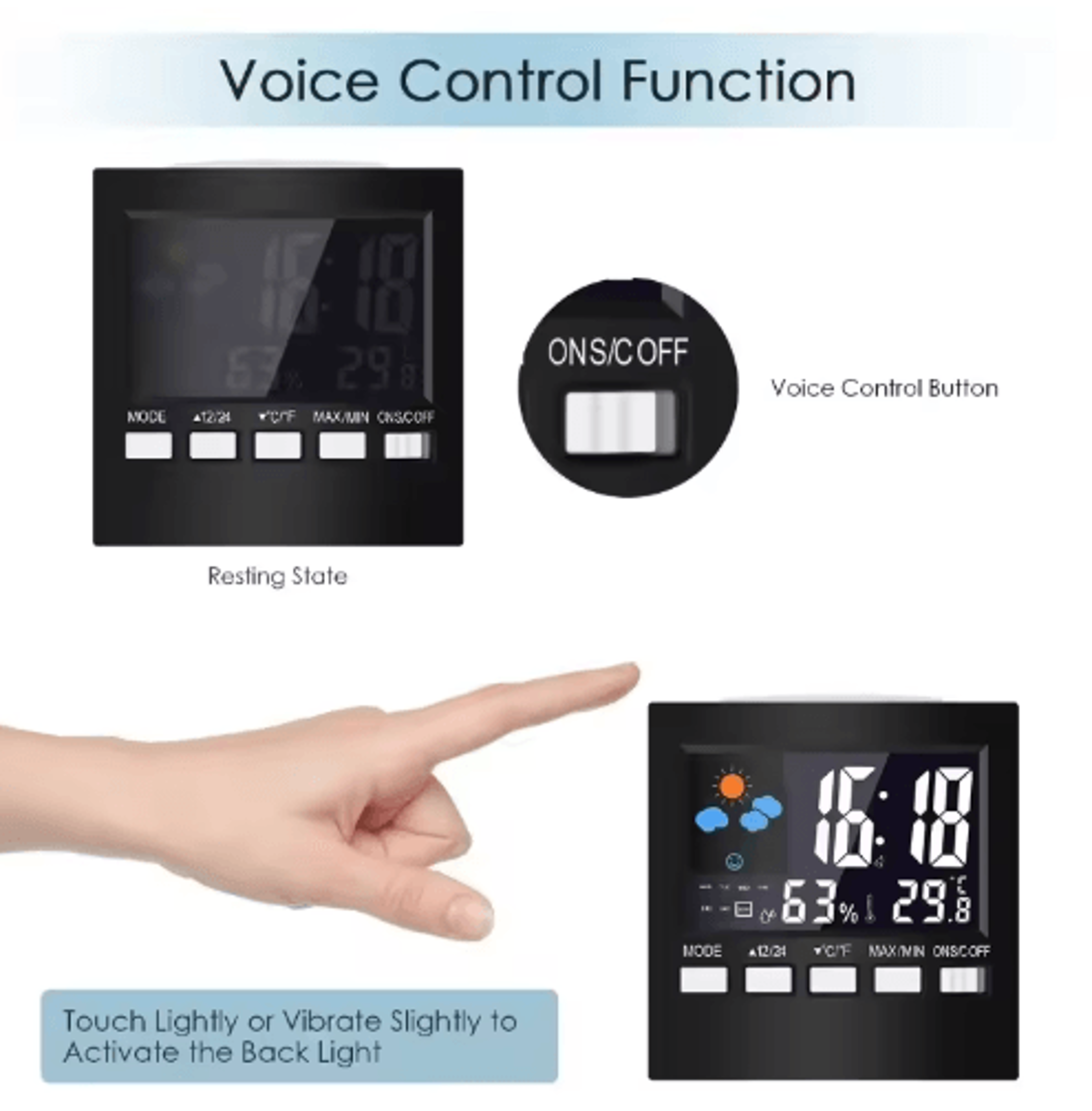 Smart Weather Forecast Station  LCD Indoor Temperature  Humidity Monitor With Alarm Clock 5