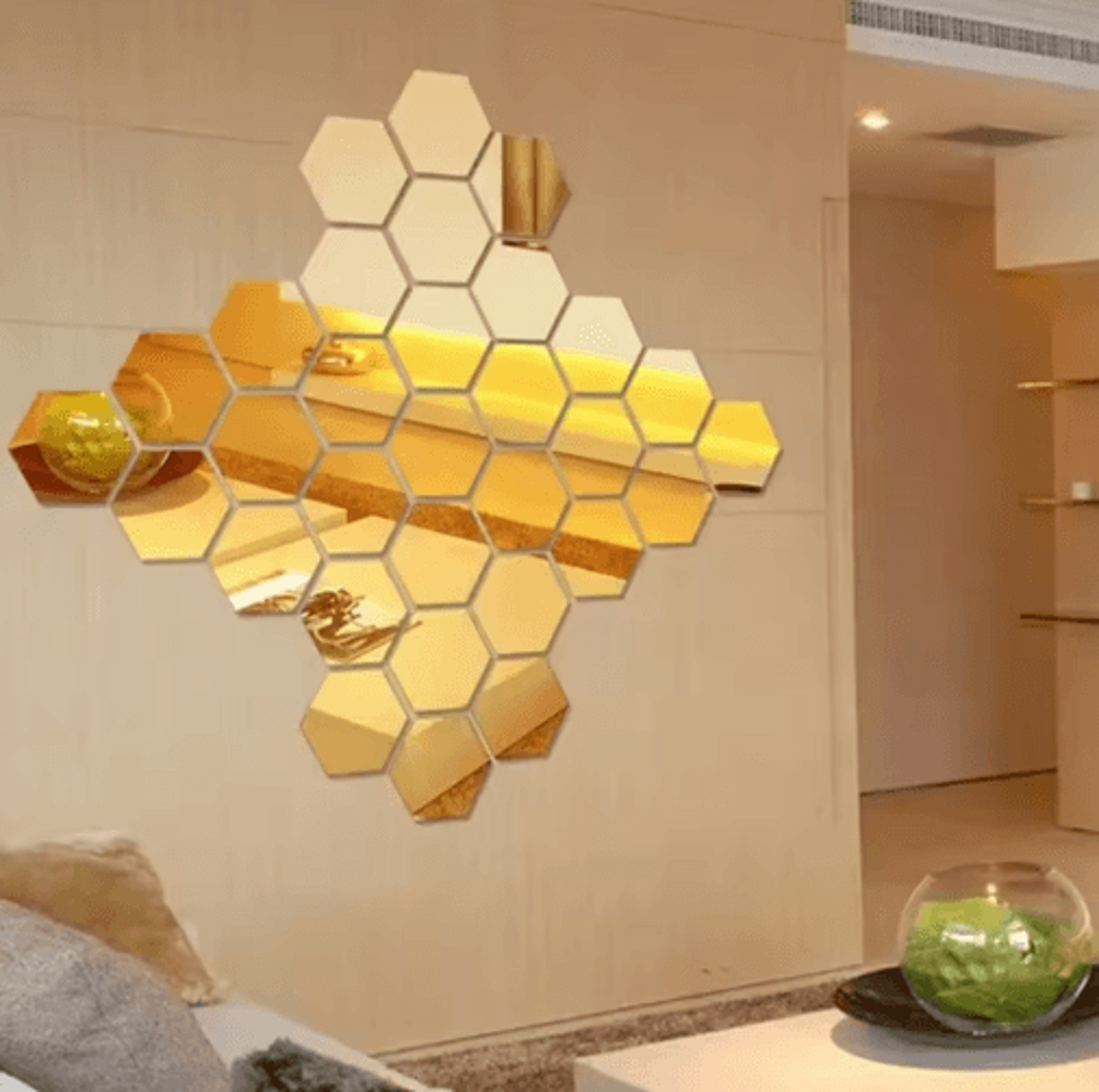 12PCS Hexagon Mirror Wall Stickers  Acrylic SelfAdhesive DIY Mosaic Decor 6