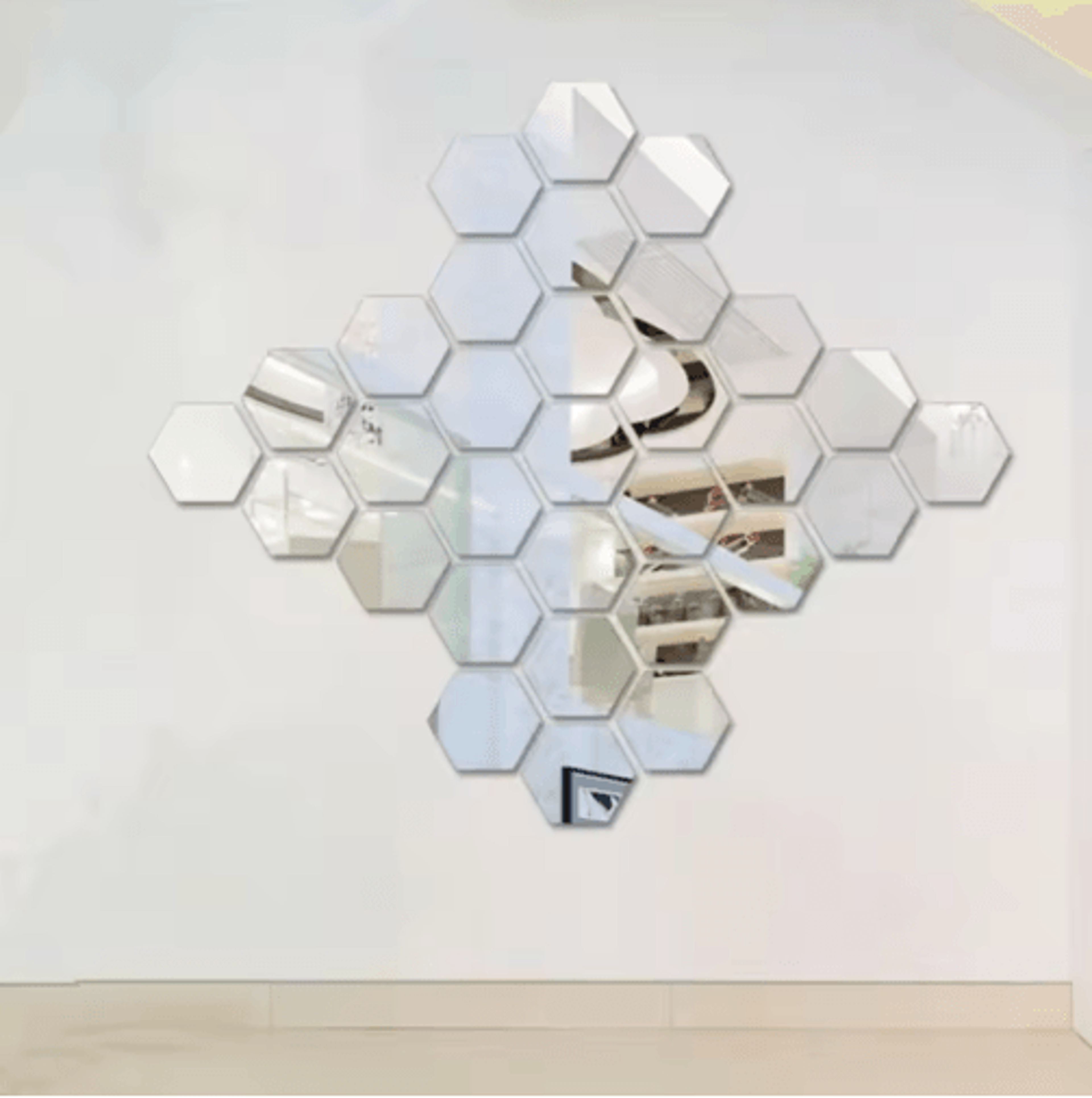 12PCS Hexagon Mirror Wall Stickers  Acrylic SelfAdhesive DIY Mosaic Decor 7
