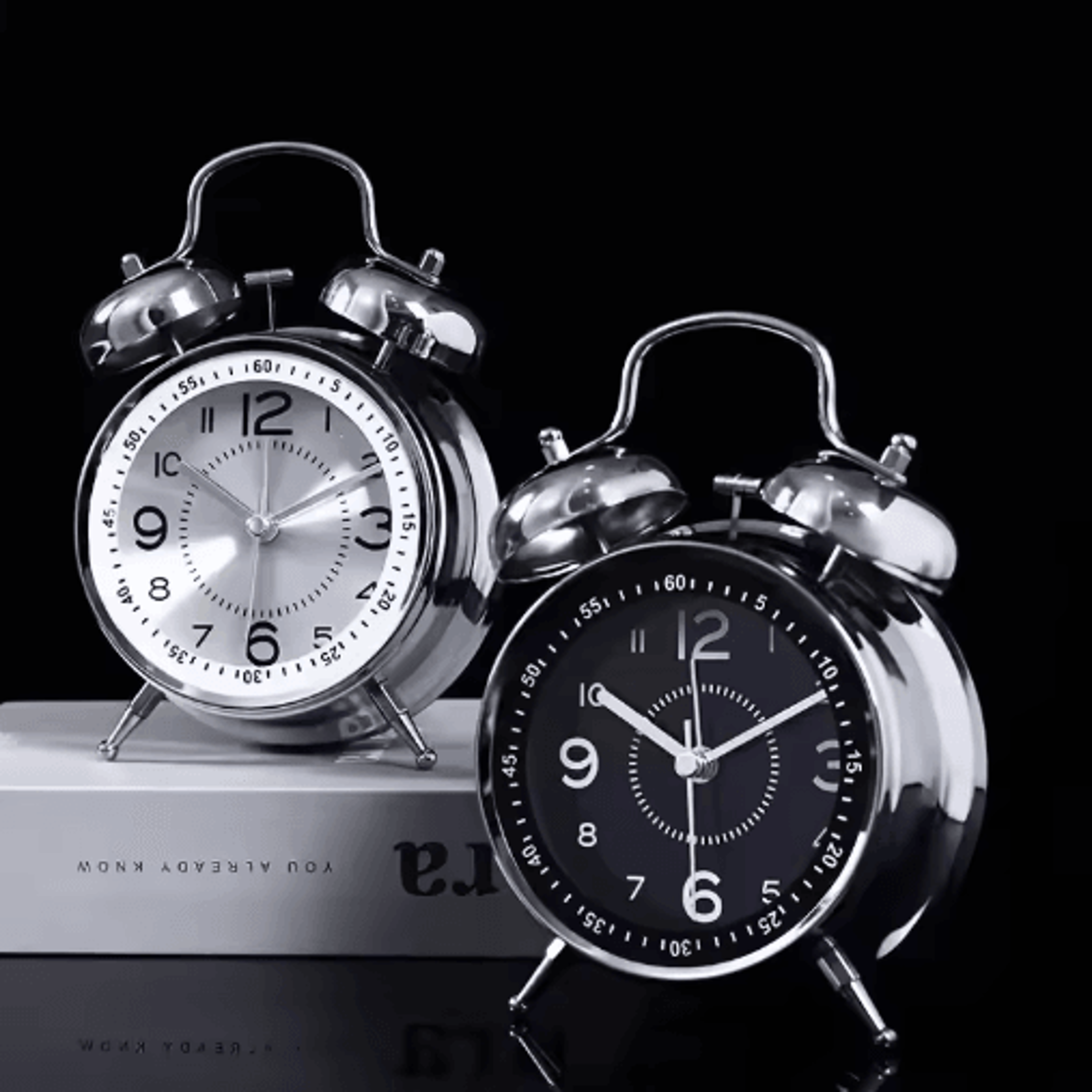 Classic Twin Bell Alarm Clock  Loud Metal Frame Bedside Clock With Night Light 0