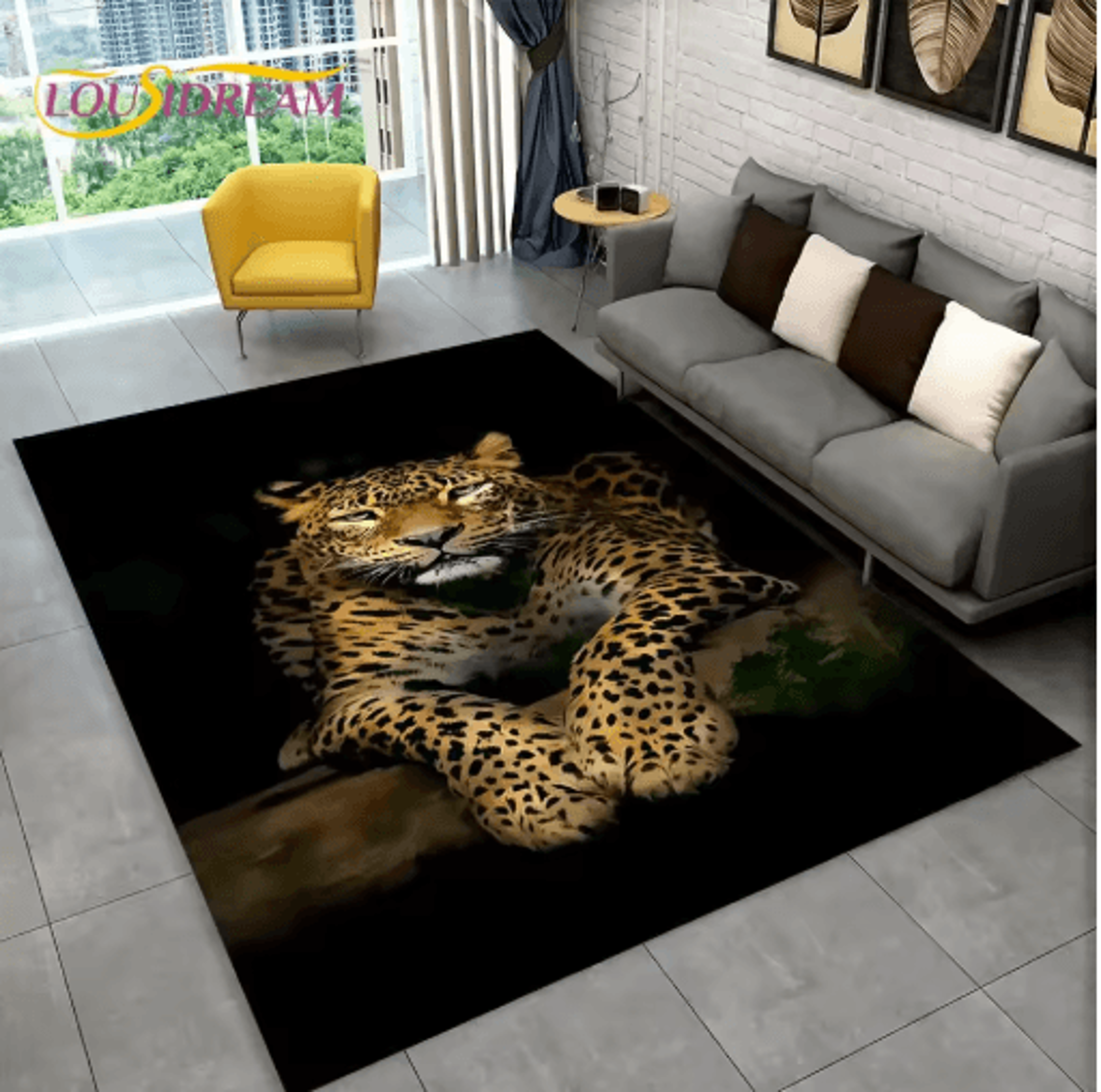 3D Animal Print Area Rug Non Slip Wildlife Carpet For Living Room  Kids Spaces 23