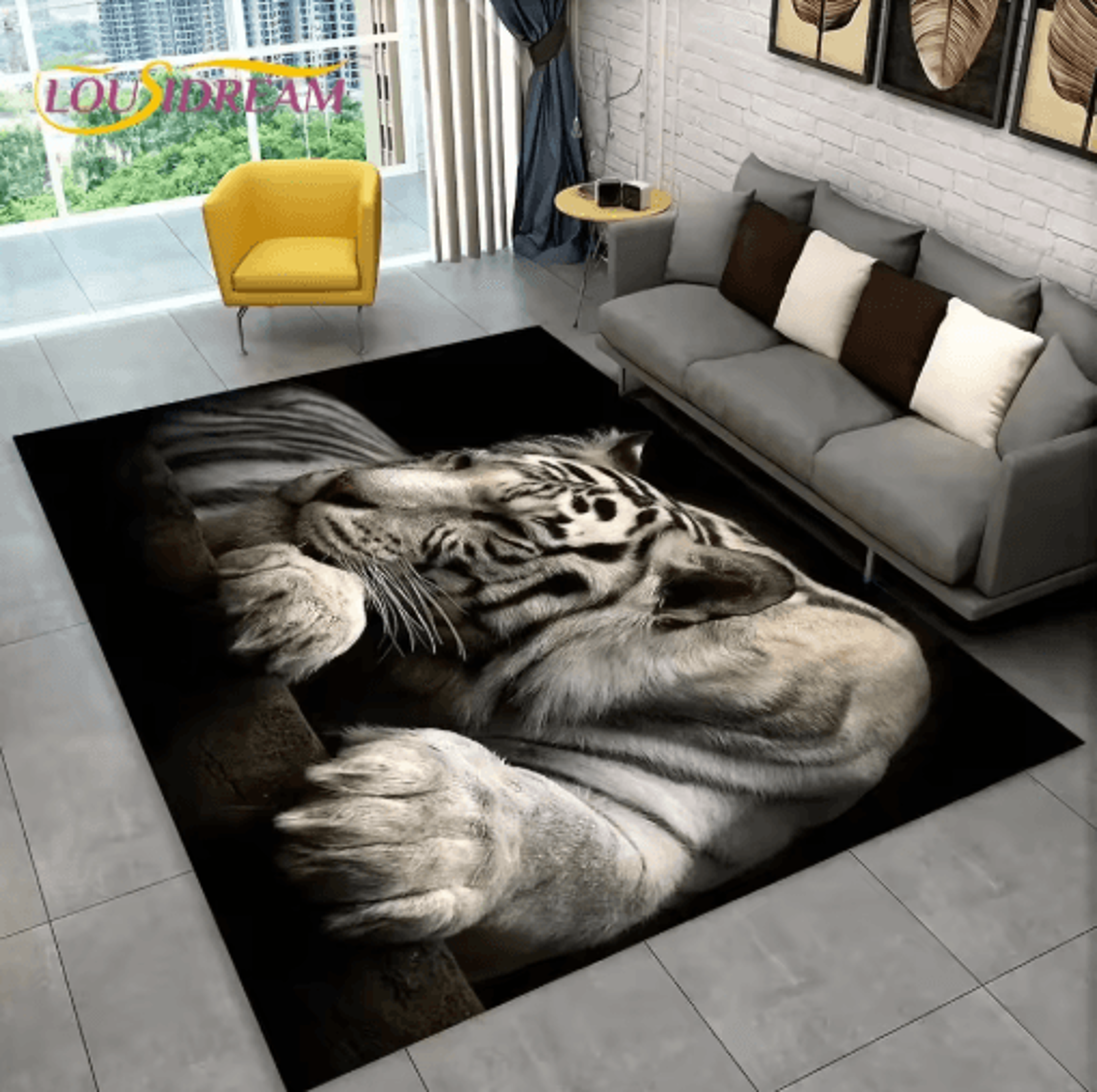 3d animal print area rug non slip wildlife carpet for living room & kids spaces
