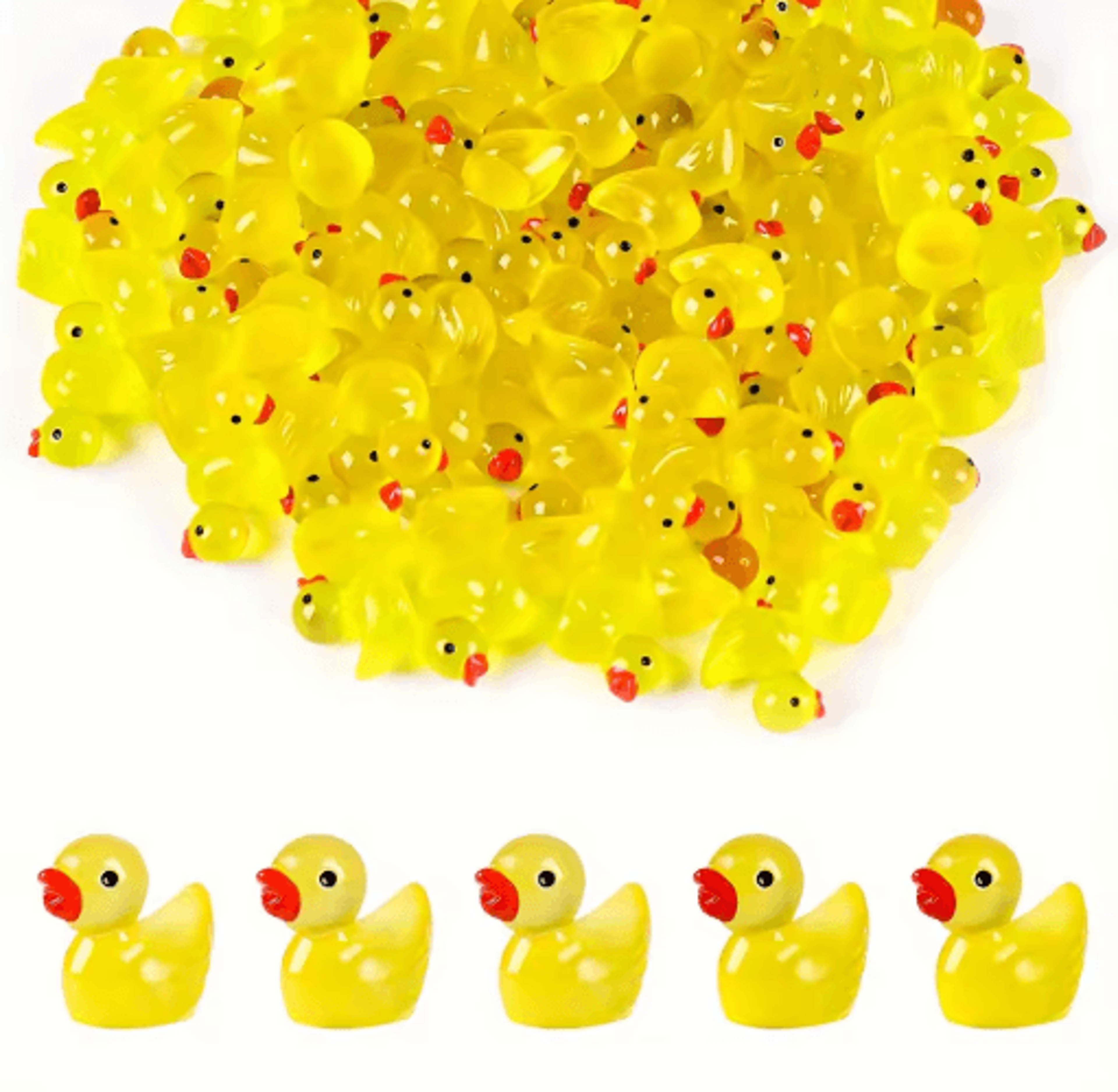 100PCS Glow In The Dark Duck Figurines Luminous Mini Resin Ducks For DIY Decor 1