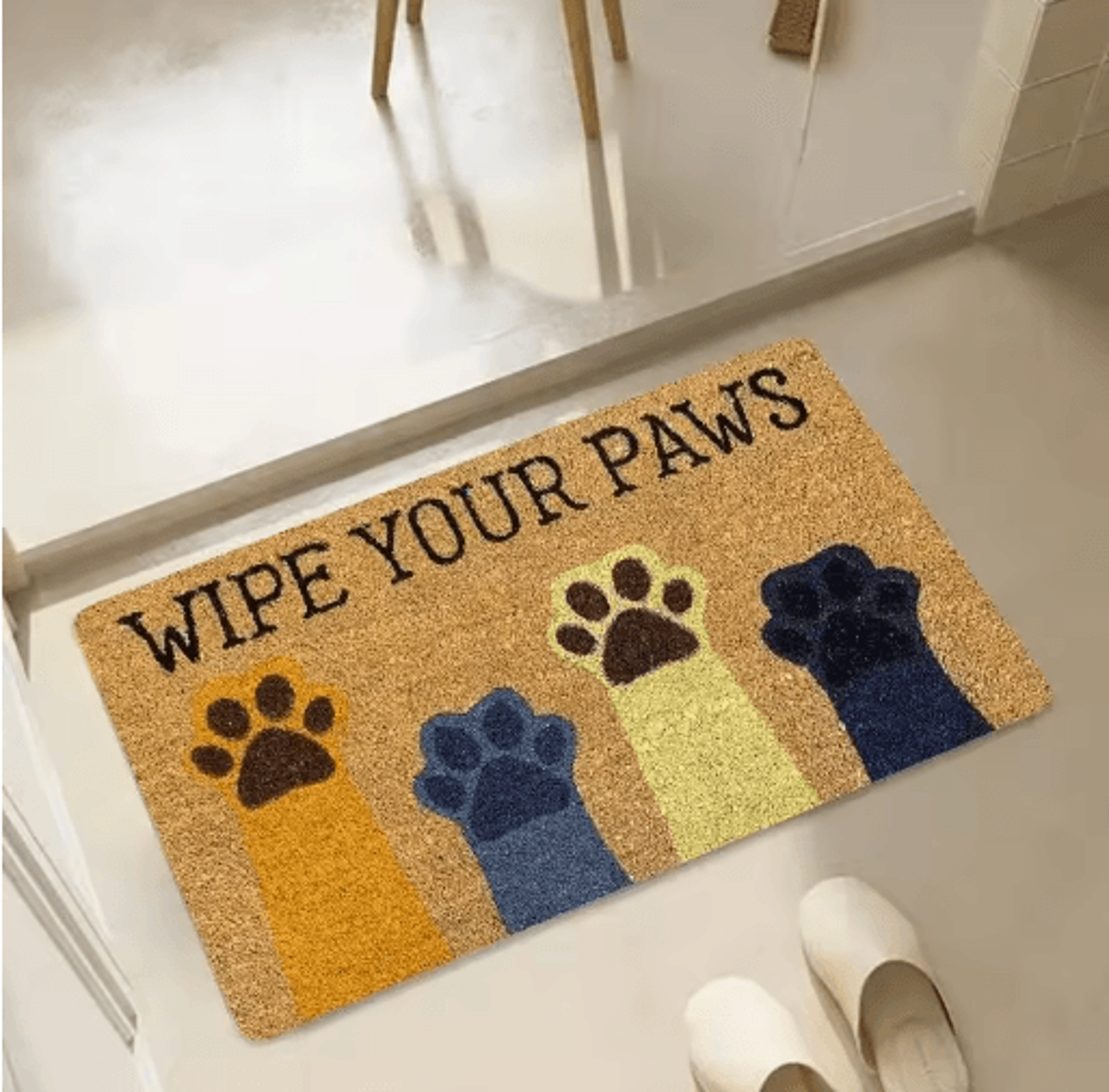 Cute Cat Paw Print Doormat Absorbent Washable Non Slip Kitchen  Entrance Rug 7