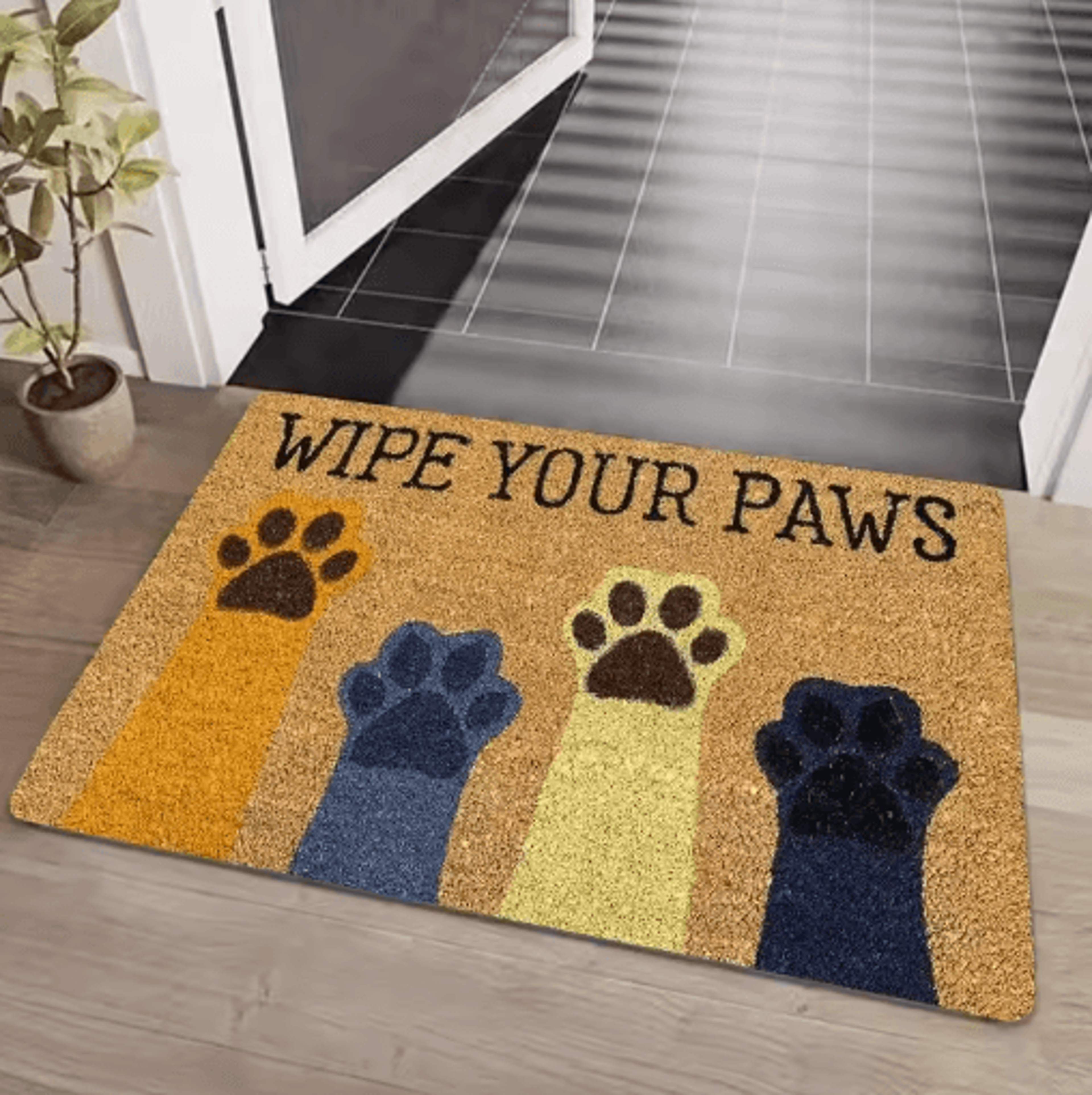 Cute Cat Paw Print Doormat Absorbent Washable Non Slip Kitchen  Entrance Rug 13