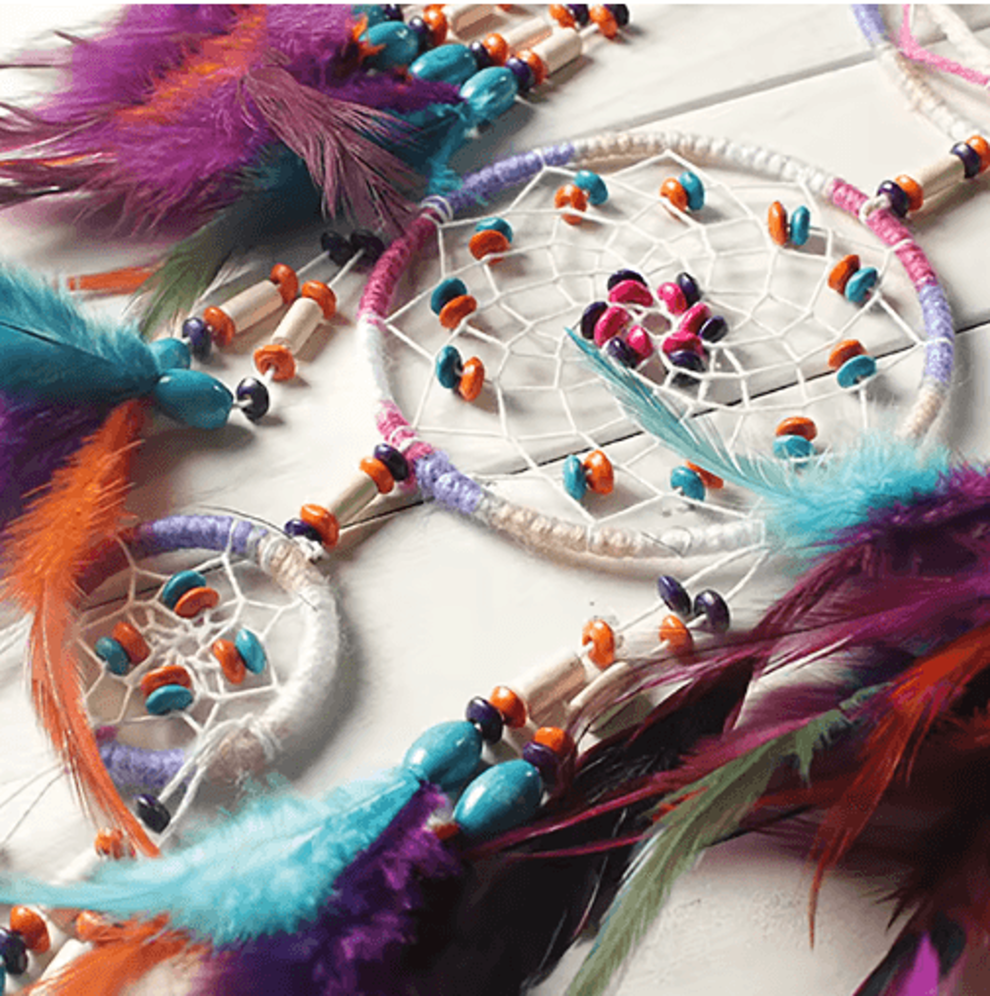 Handmade Five Ring Dream Catcher Boho Wall Hanging Ornament For Bedroom  Living Room 3