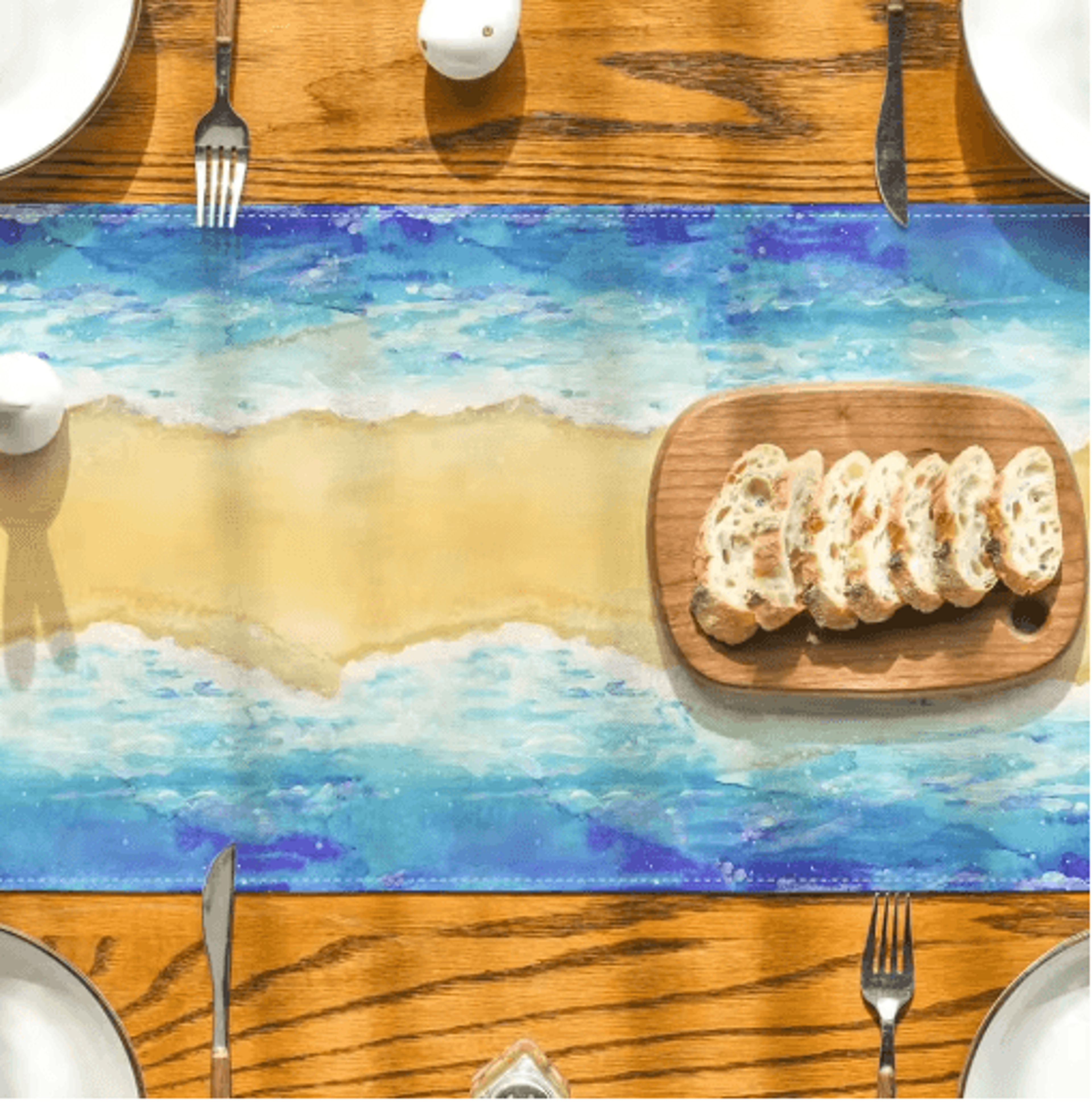 Elegant Passover Table Runner Linen Pesach Dining Decor With Red Sea Design 4